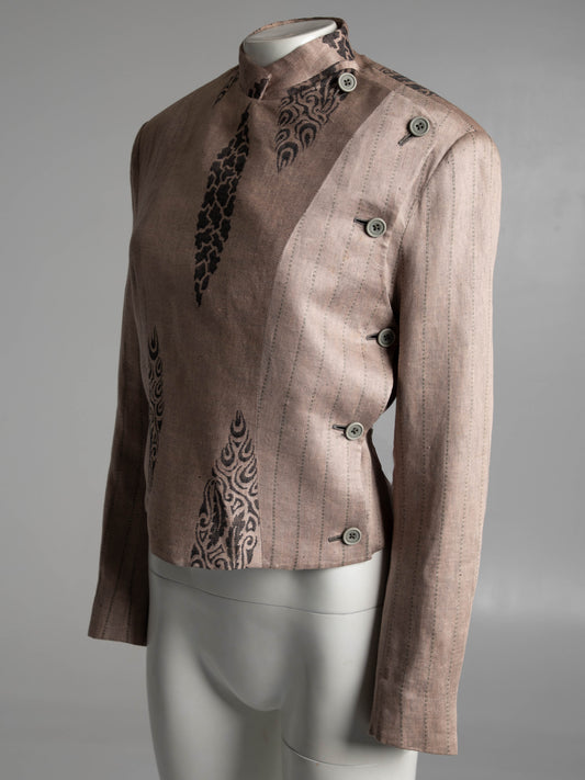 Culture Shock  Koji Tatsuno Pale Pink Grey Linen Jacquard  Jacket