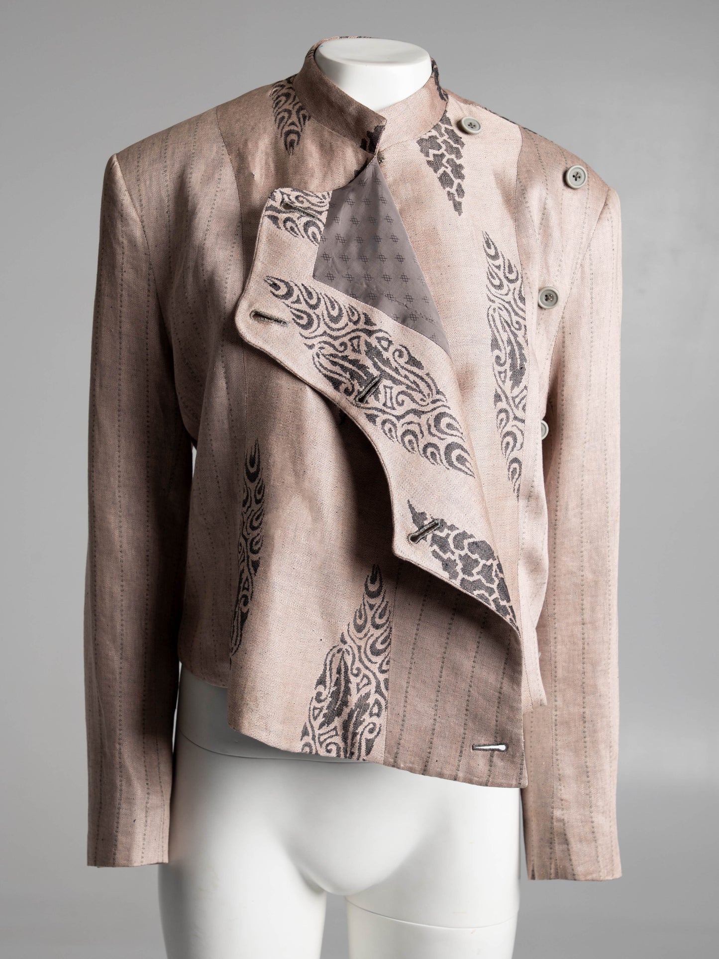 Culture Shock  Koji Tatsuno Pale Pink Grey Linen Jacquard  Jacket