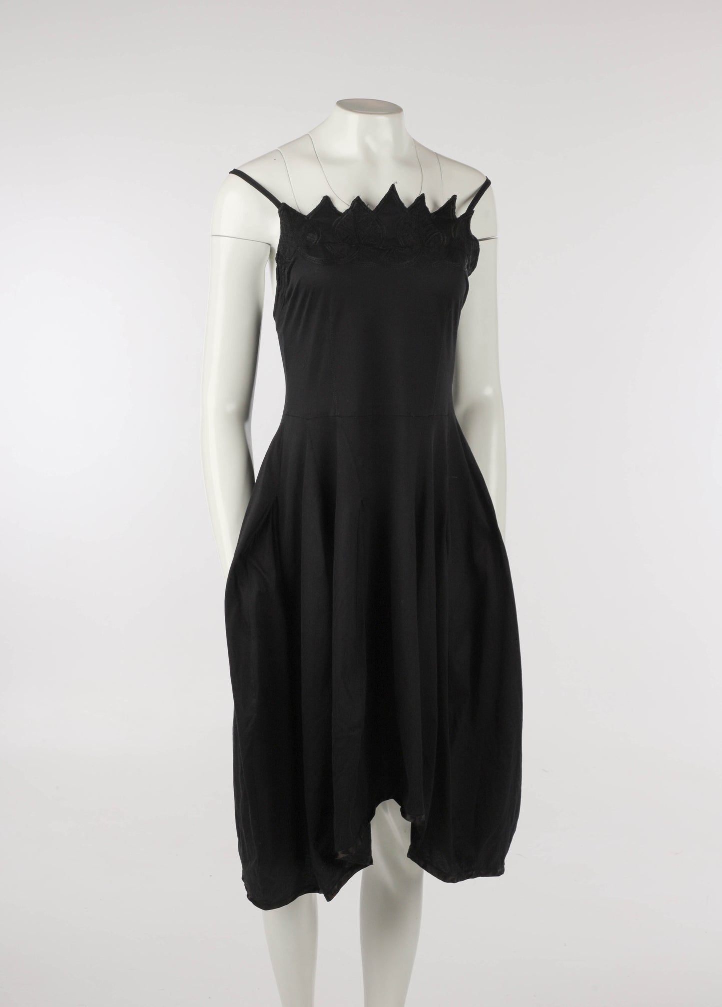 Ernestina Cerini Black Leaf Design Bubble Dress