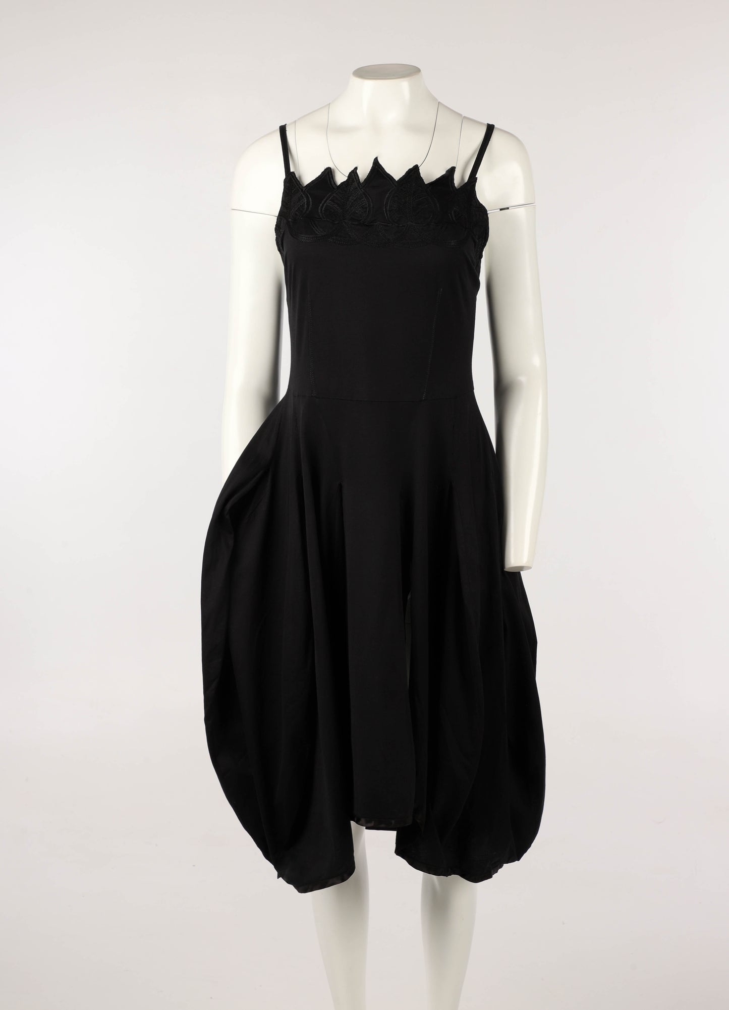 Ernestina Cerini Black Leaf Design Bubble Dress