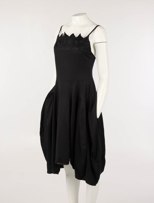 Ernestina Cerini Black Leaf Design Bubble Dress