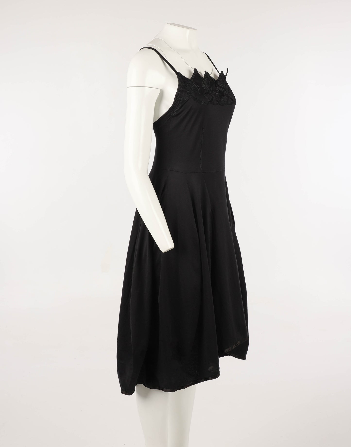 Ernestina Cerini Black Leaf Design Bubble Dress