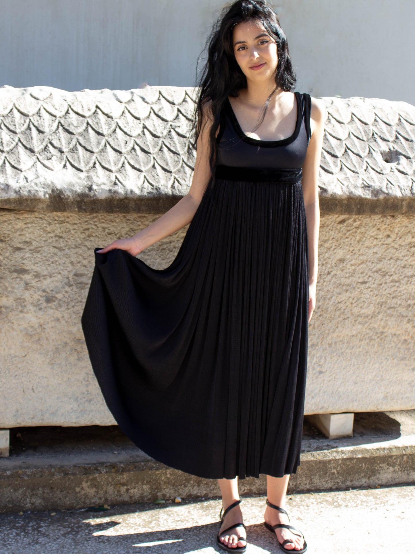 Romeo Gigli 1993 Empire-line Pleated Dress