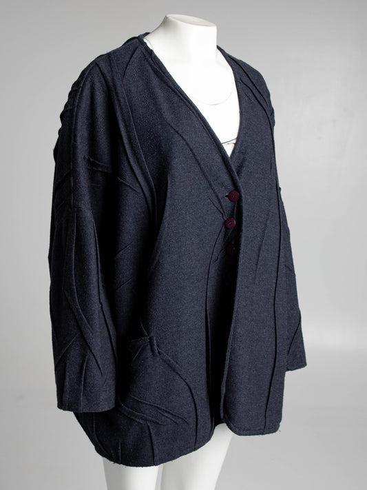 Dolce & Gabbana Grey Creased Coat Circa 80s