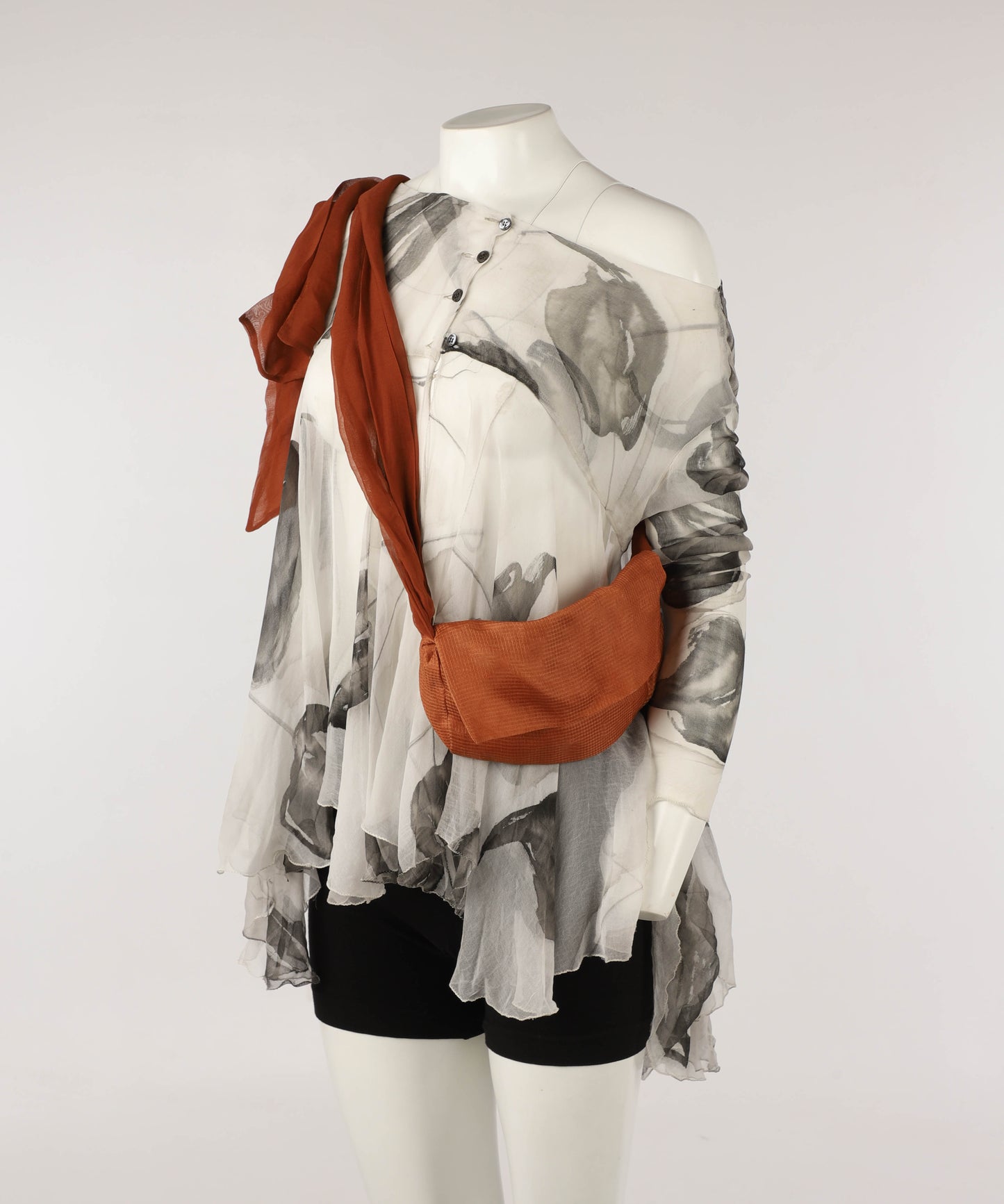 Dolce & Gabbana Orange Silk Pouch Bag with Scarves