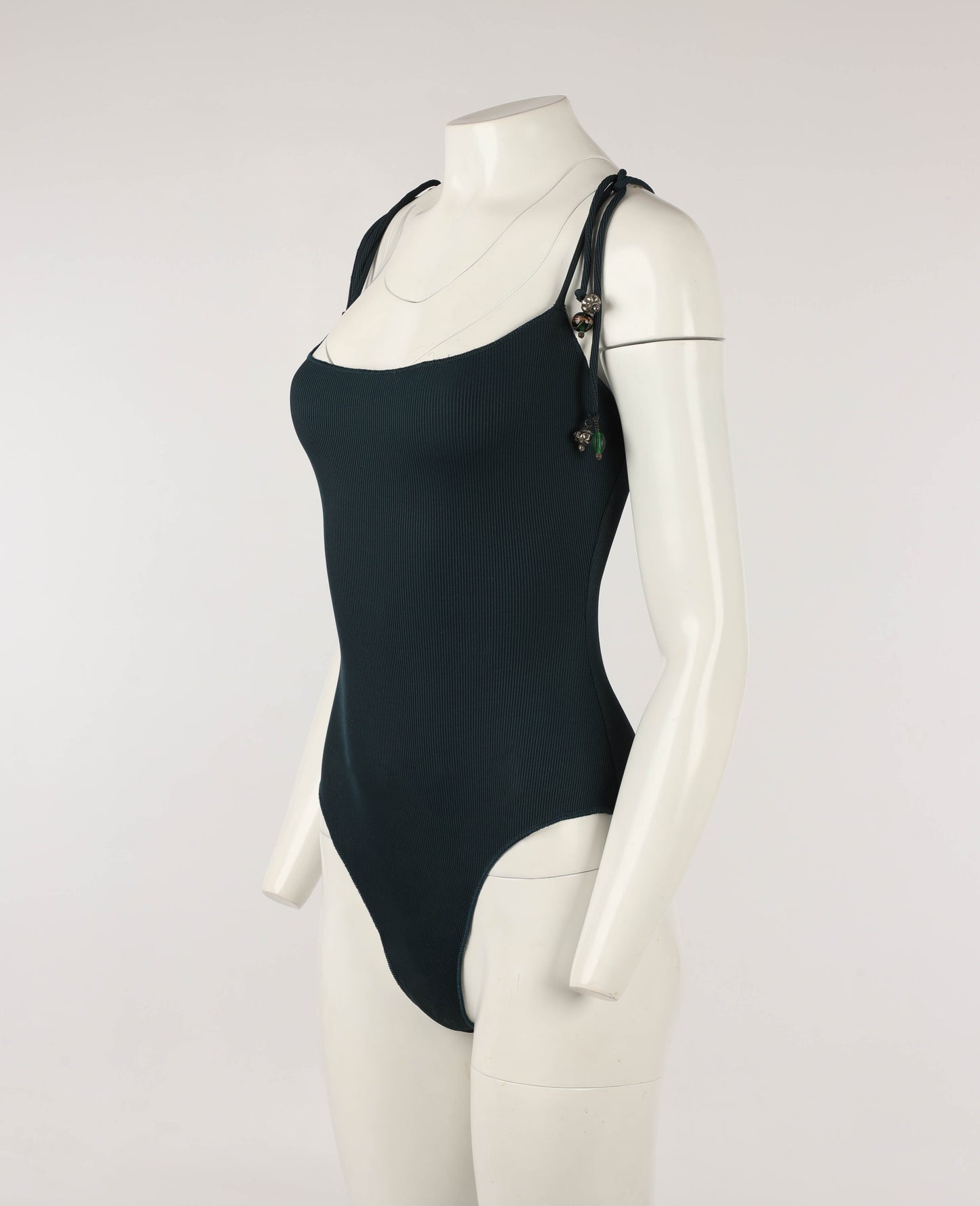 Romeo Gigli Mare Dark Green One Piece with Murano Beads Circa 90s