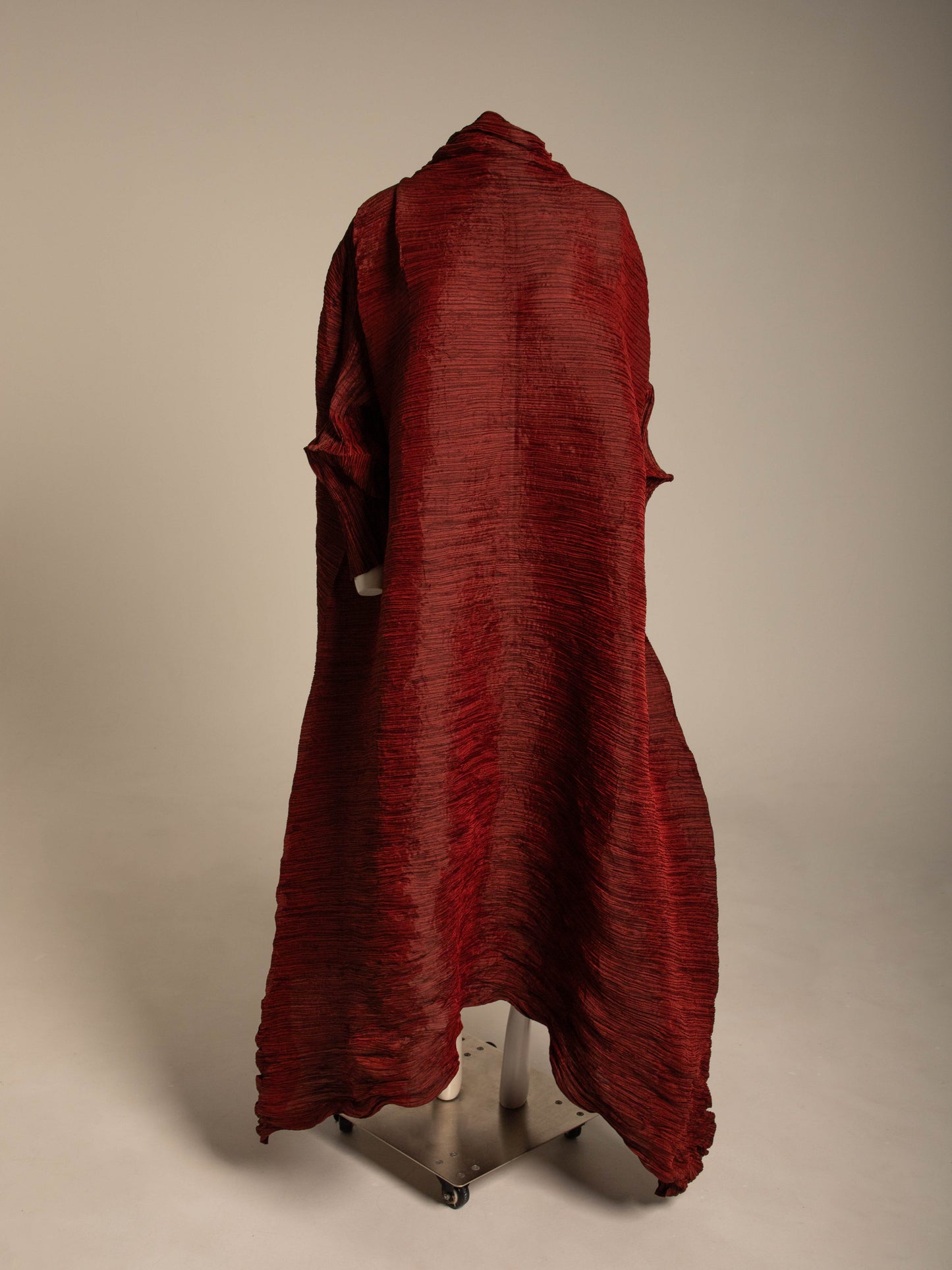Issey Miyake A/W 1992 'Tidal Wave' Deep Red Pleated Dress