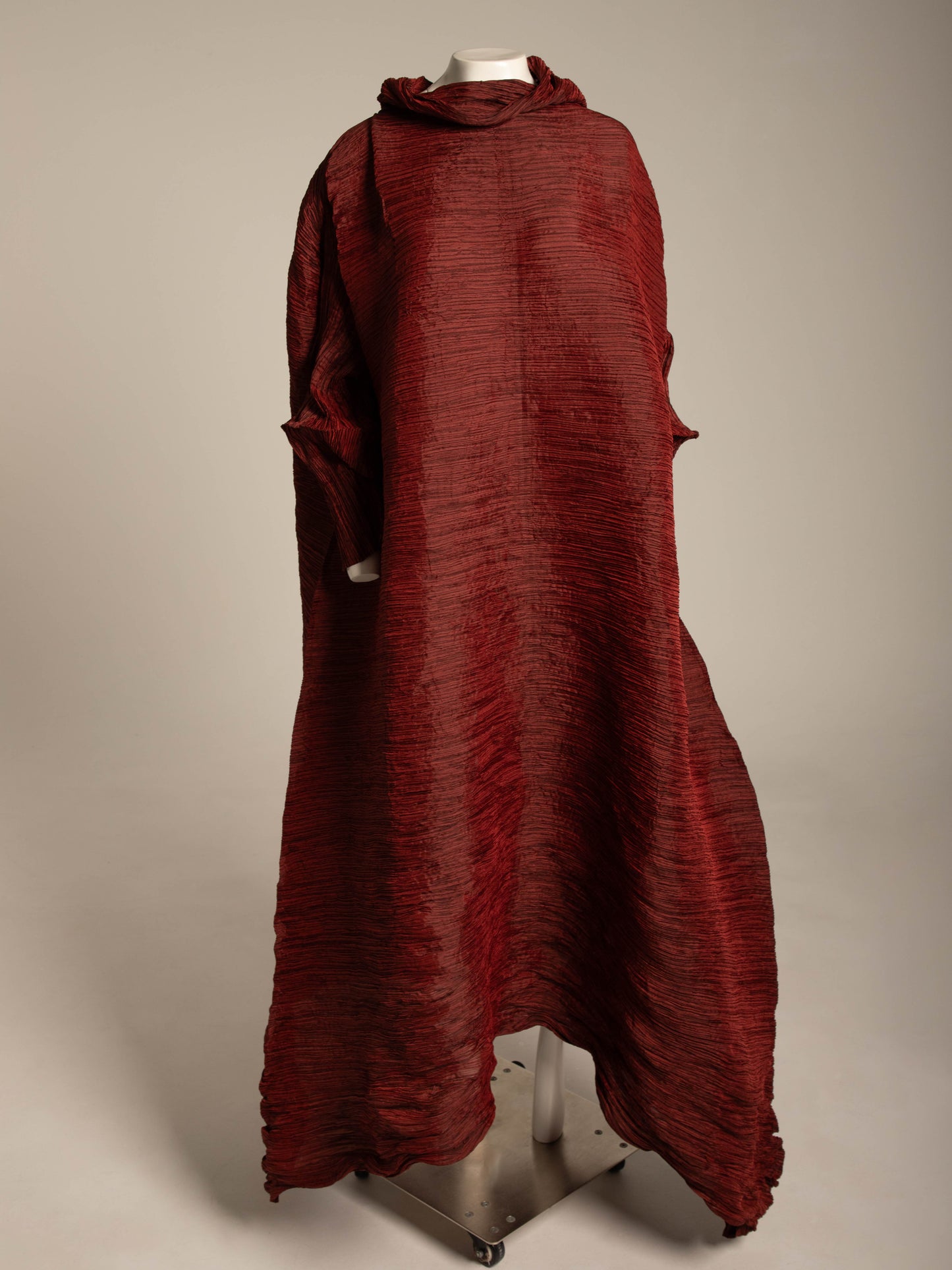Issey Miyake A/W 1992 'Tidal Wave' Deep Red Pleated Dress