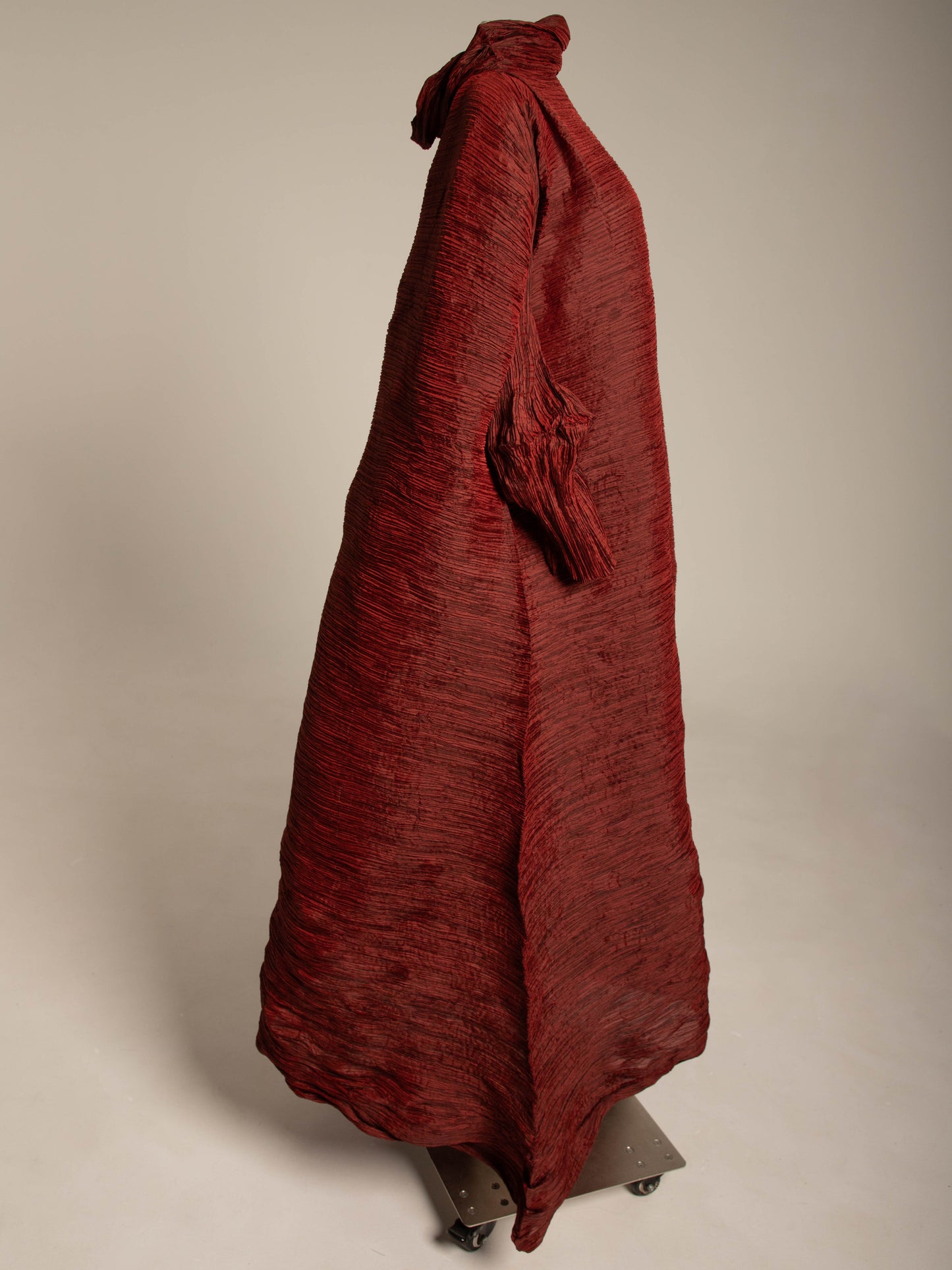 Issey Miyake A/W 1992 'Tidal Wave' Deep Red Pleated Dress