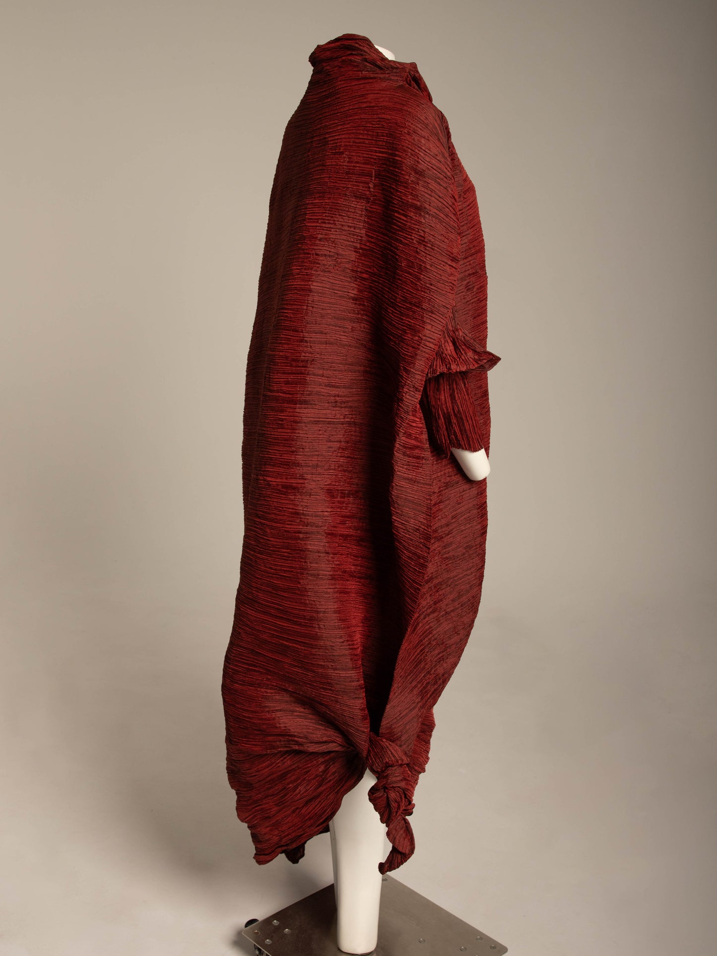 Issey Miyake A/W 1992 'Tidal Wave' Deep Red Pleated Dress
