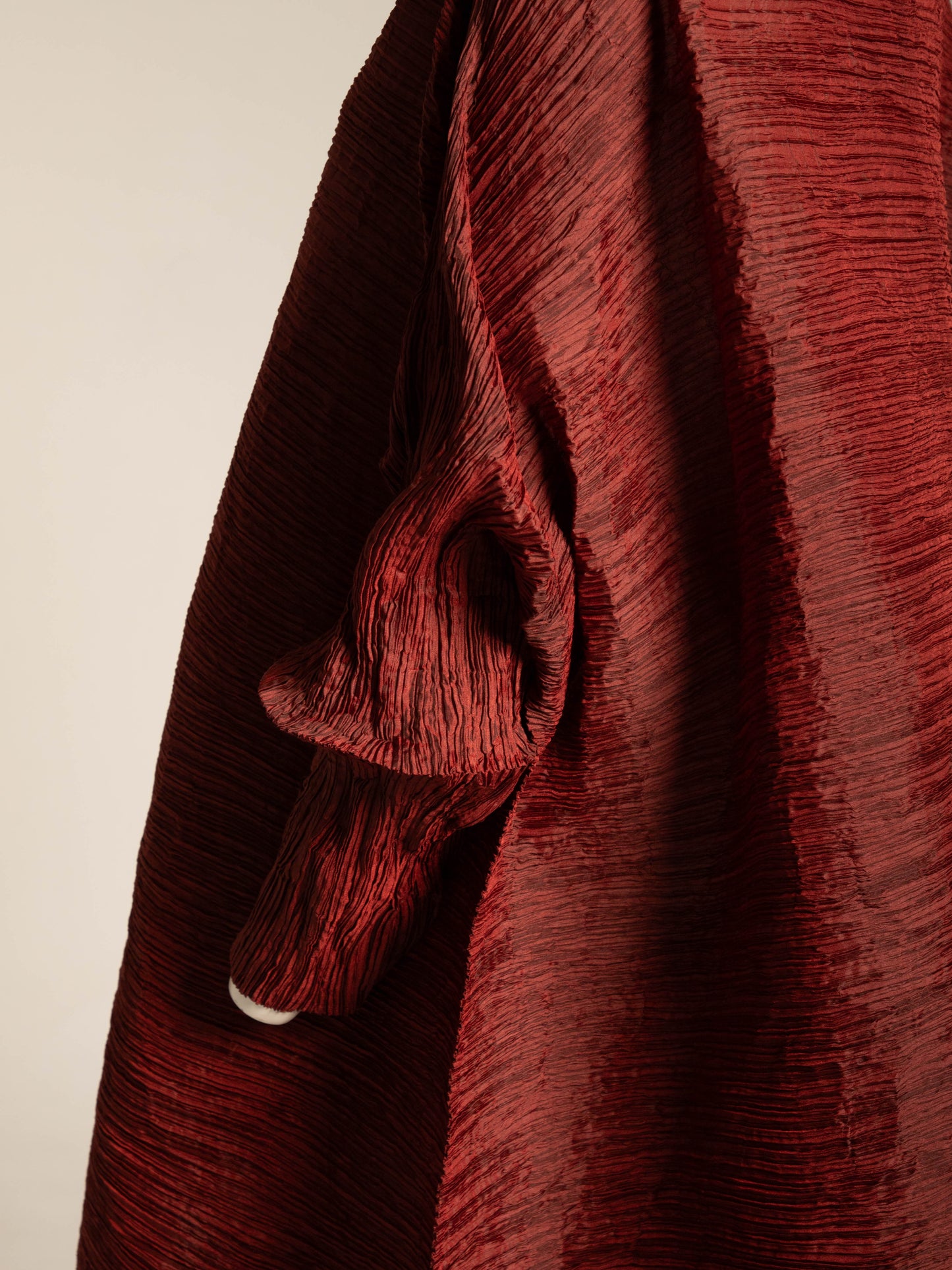 Issey Miyake A/W 1992 'Tidal Wave' Deep Red Pleated Dress