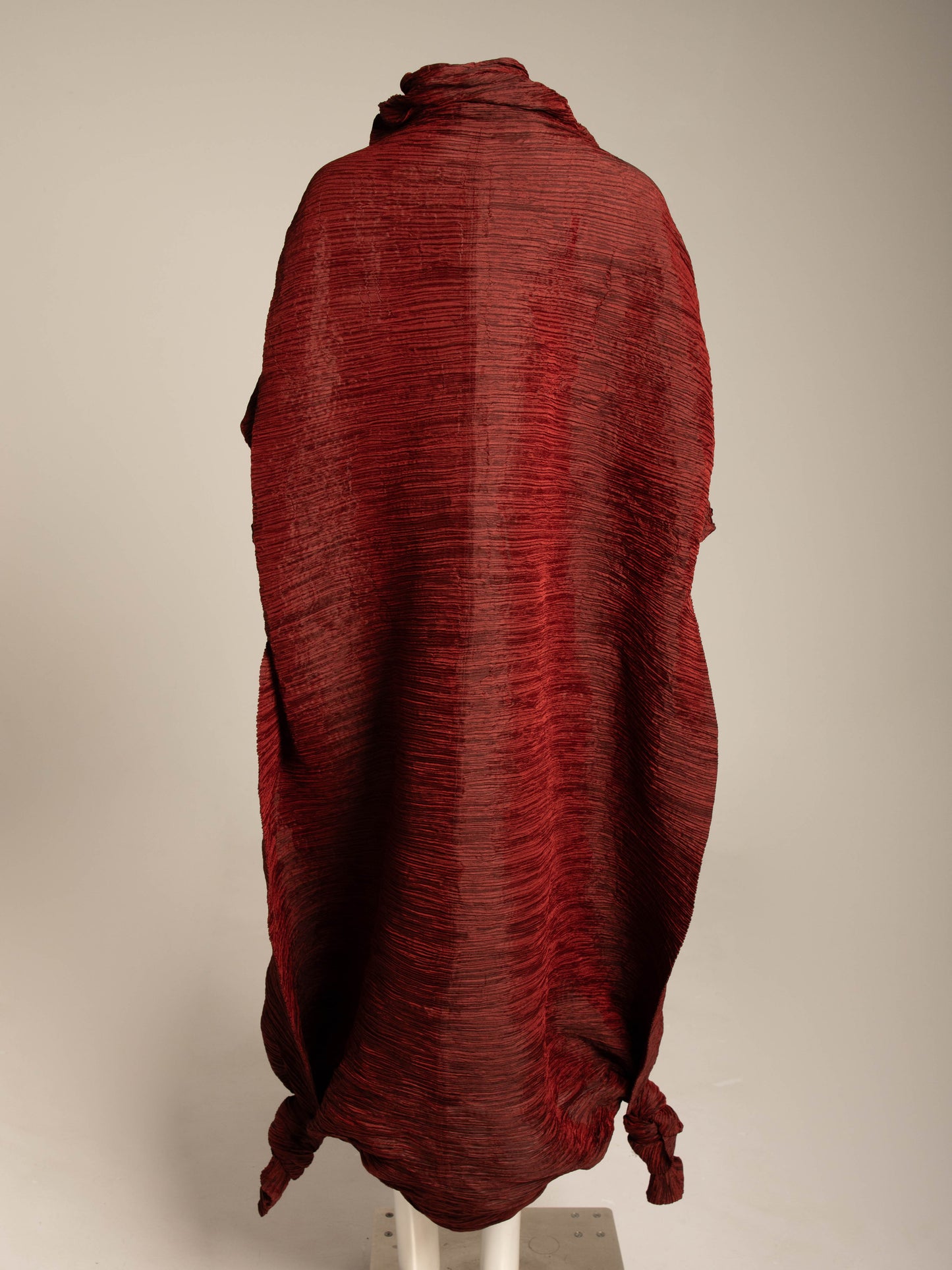 Issey Miyake A/W 1992 'Tidal Wave' Deep Red Pleated Dress