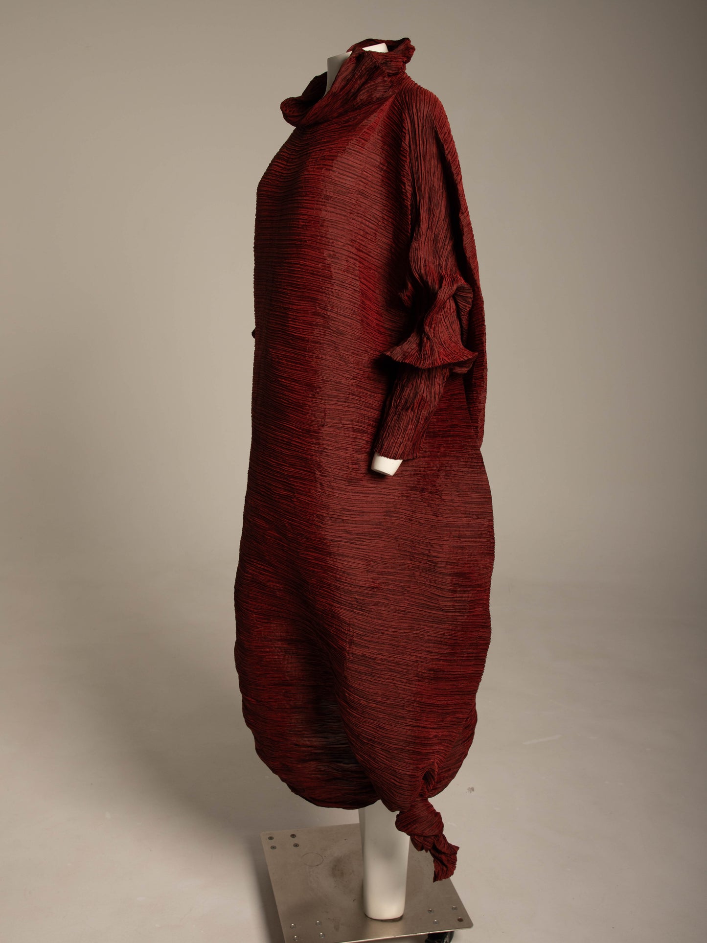 Issey Miyake A/W 1992 'Tidal Wave' Deep Red Pleated Dress