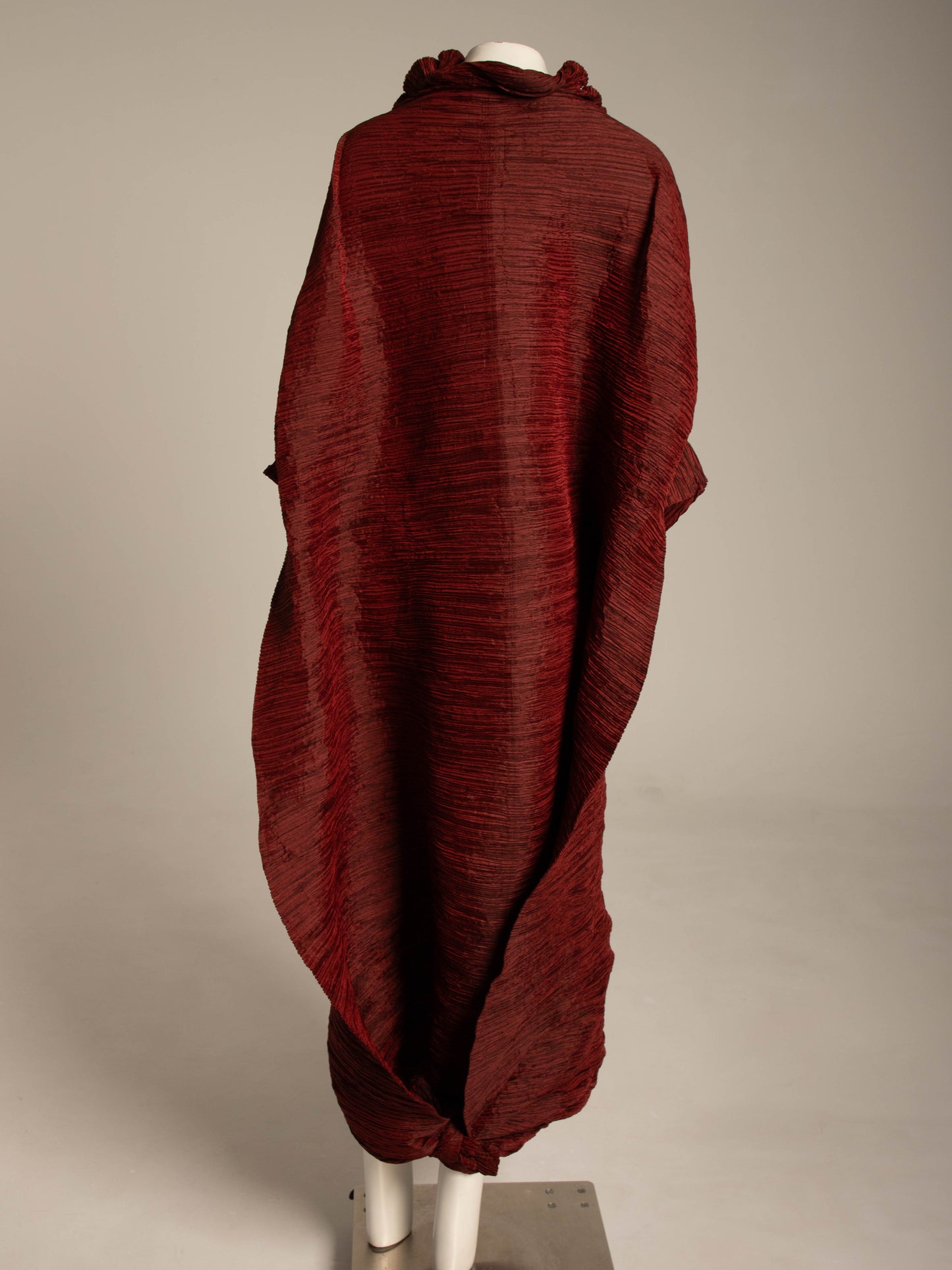Issey Miyake A/W 1992 'Tidal Wave' Deep Red Pleated Dress