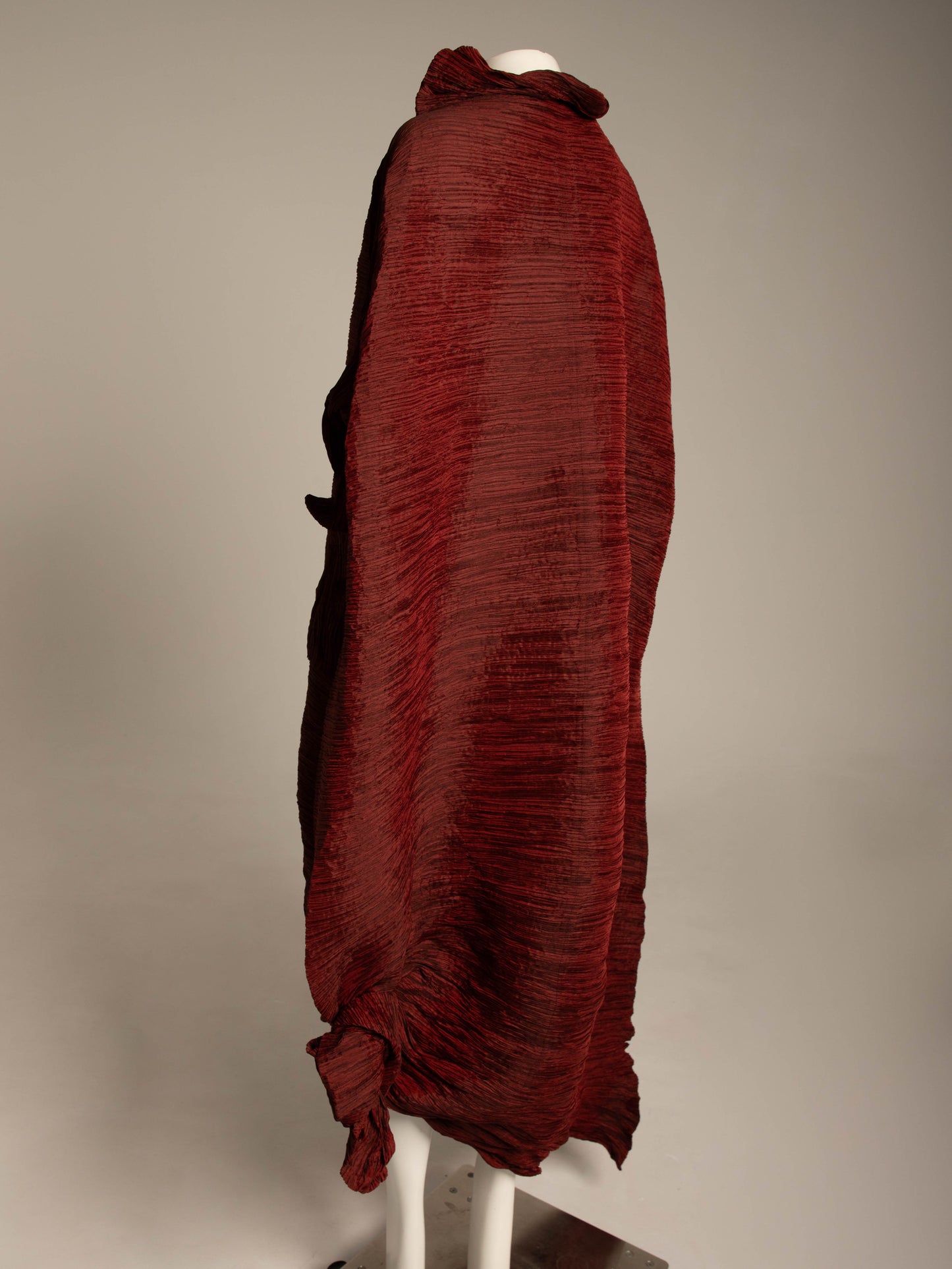 Issey Miyake A/W 1992 'Tidal Wave' Deep Red Pleated Dress