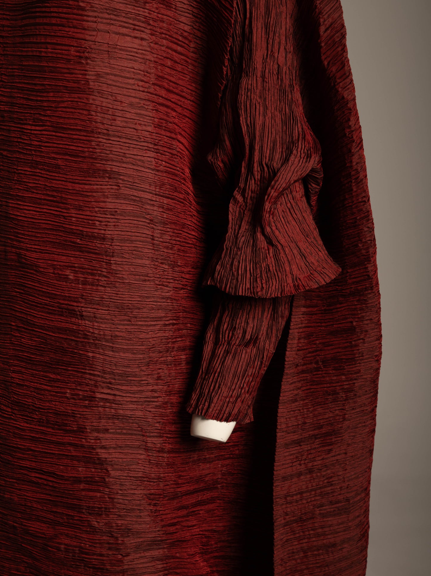 Issey Miyake A/W 1992 'Tidal Wave' Deep Red Pleated Dress