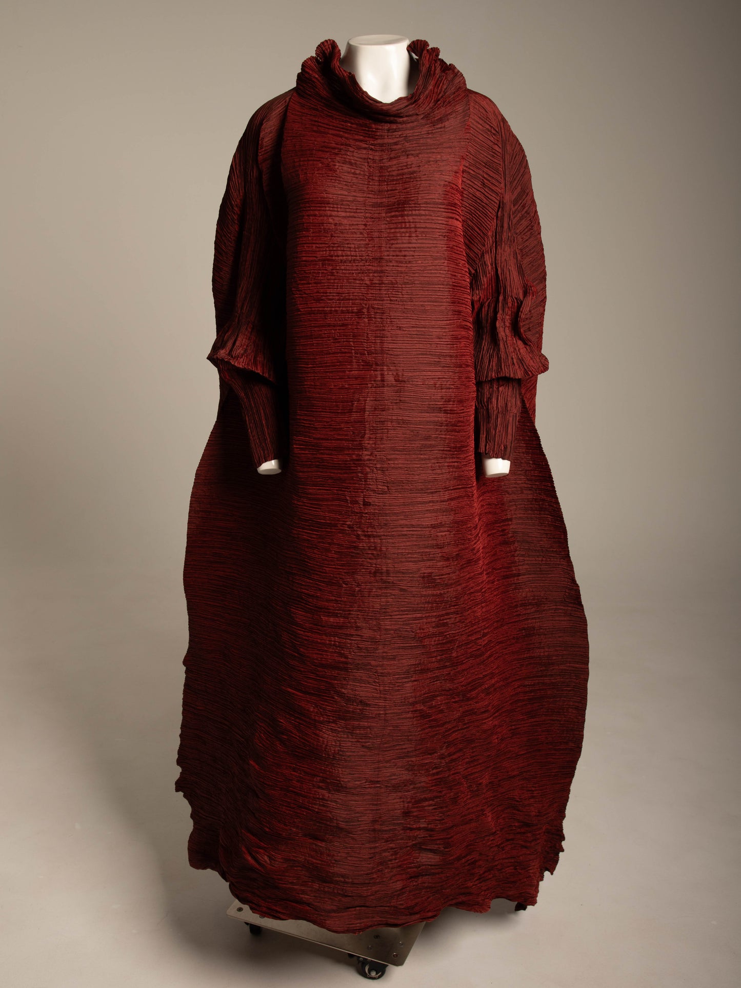 Issey Miyake A/W 1992 'Tidal Wave' Deep Red Pleated Dress