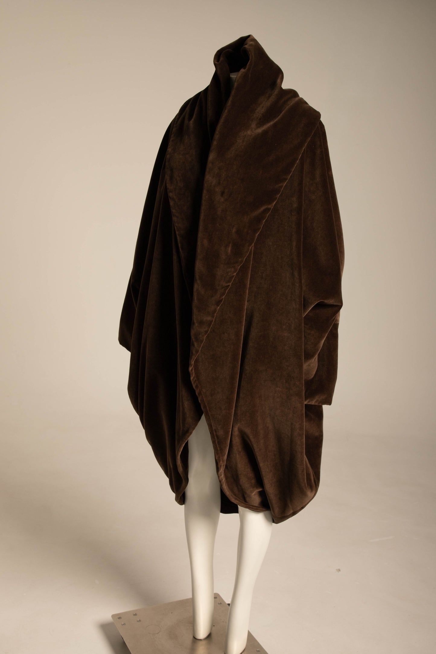 Romeo Gigli Brown Velvet Cocoon Coat