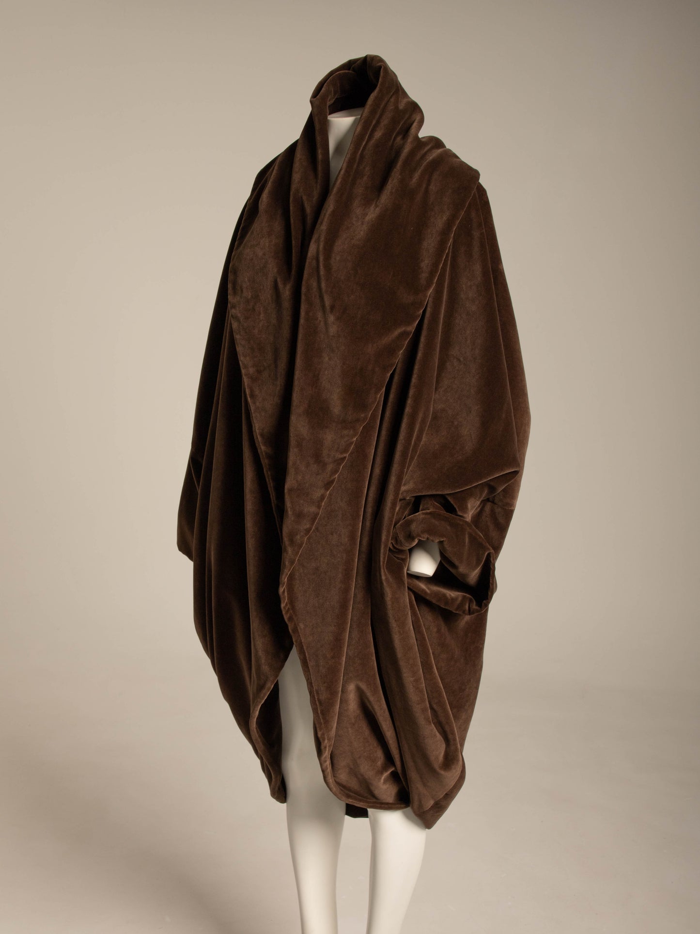 Romeo Gigli Brown Velvet Cocoon Coat