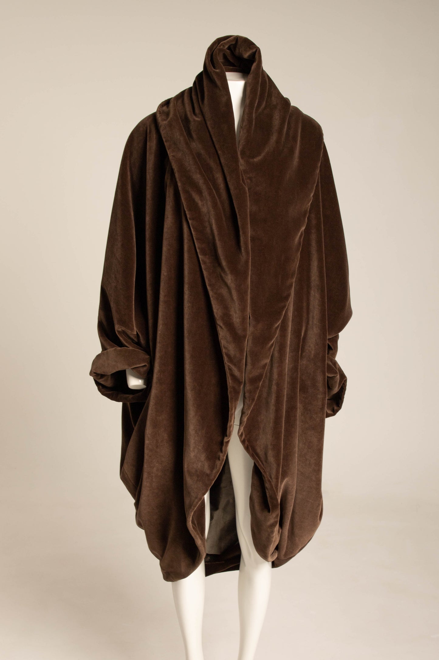 Romeo Gigli Brown Velvet Cocoon Coat