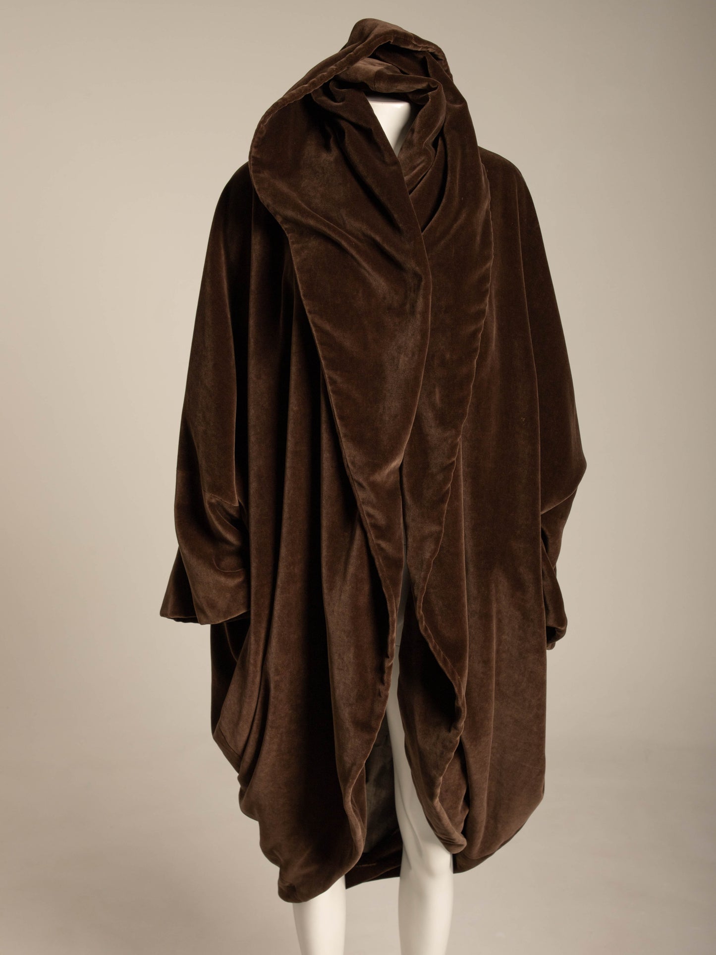 Romeo Gigli Brown Velvet Cocoon Coat