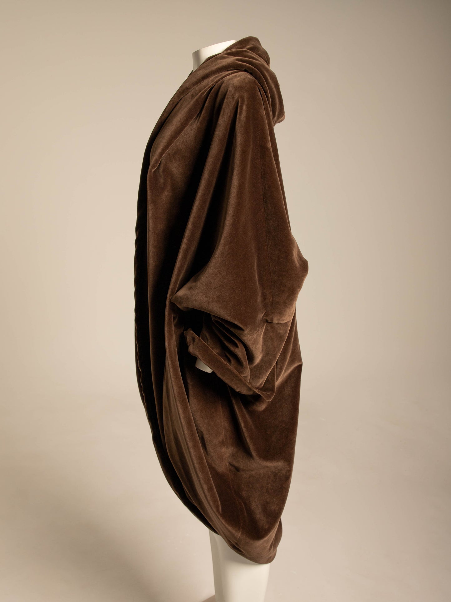 Romeo Gigli Brown Velvet Cocoon Coat