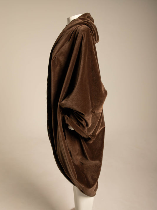 Romeo Gigli Brown Velvet Cocoon Coat