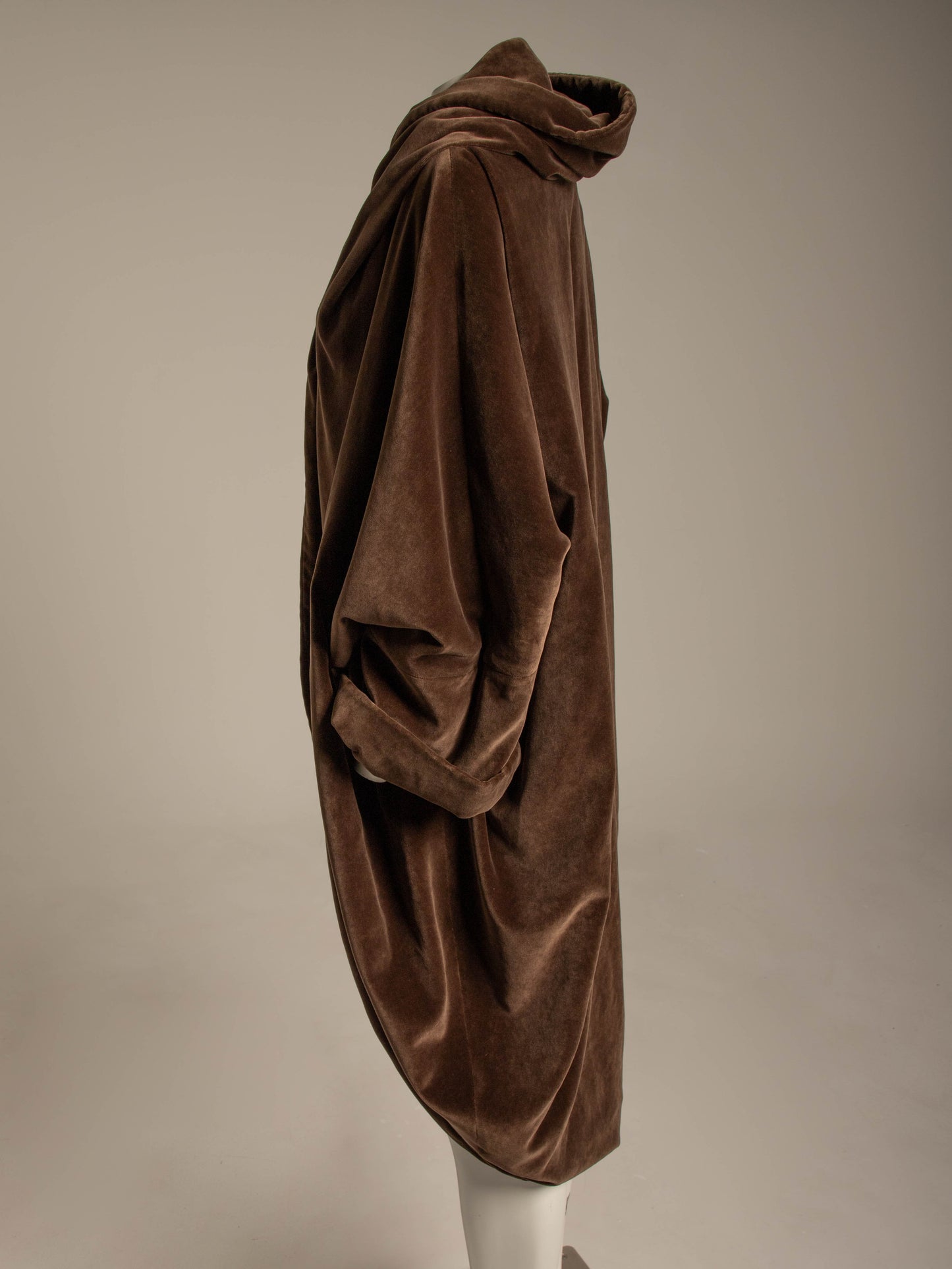 Romeo Gigli Brown Velvet Cocoon Coat