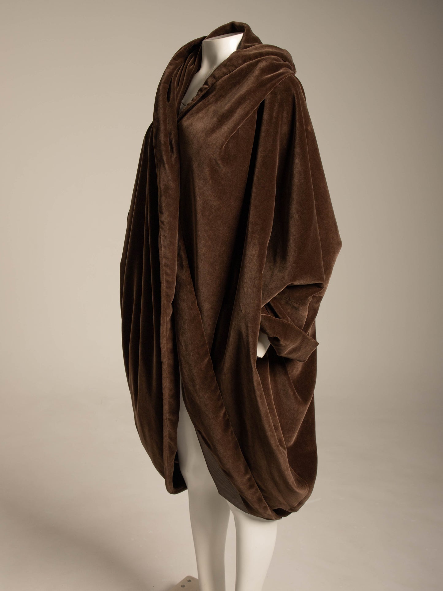 Romeo Gigli Brown Velvet Cocoon Coat