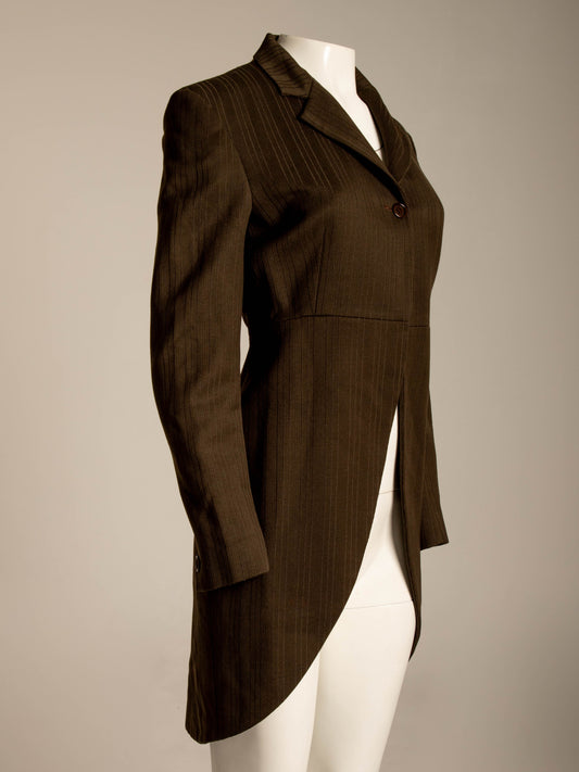 Romeo Gigli 1989 Brown Stripe Tails Jacket