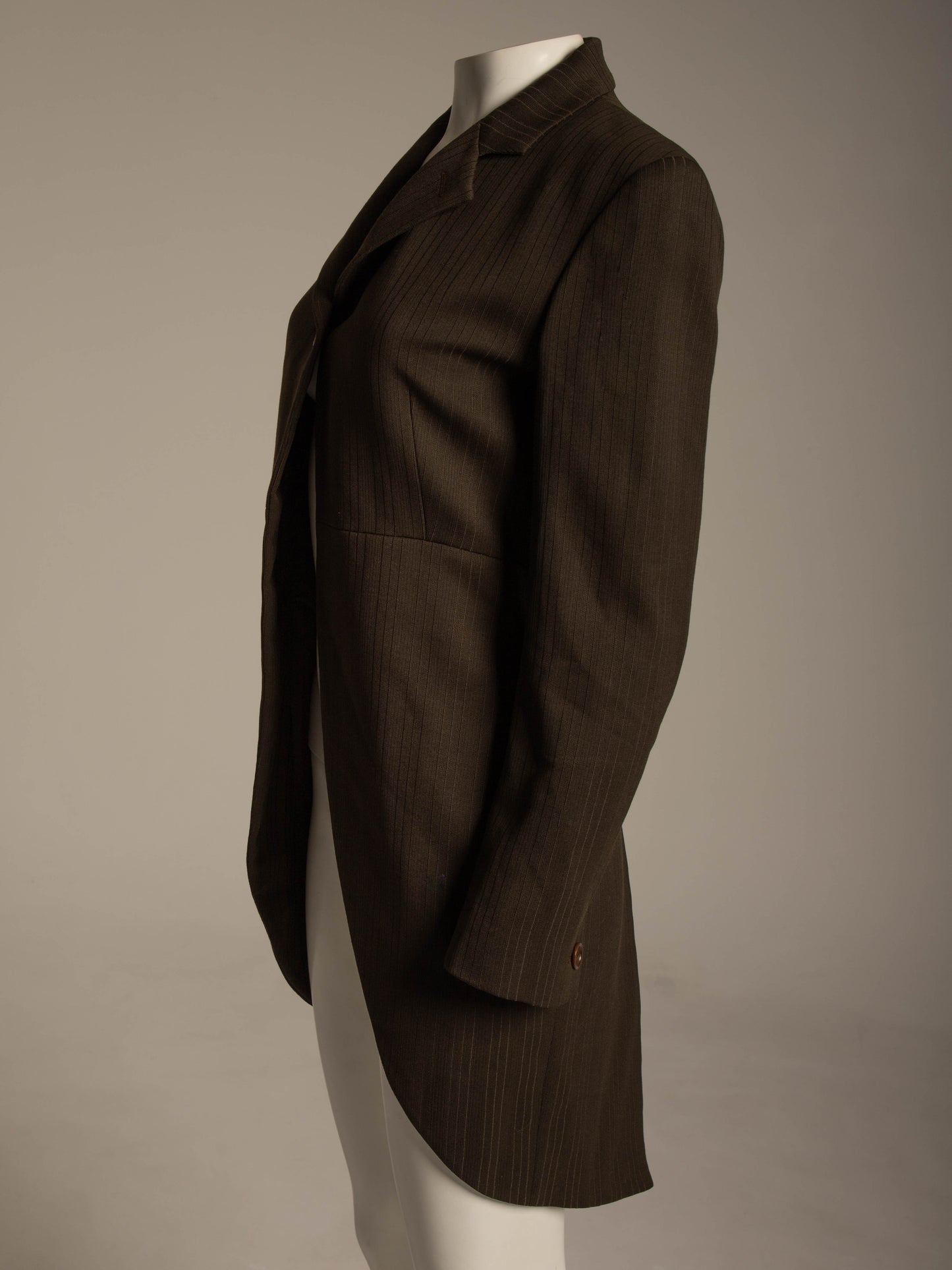 Romeo Gigli 1989 Brown Stripe Tails Jacket