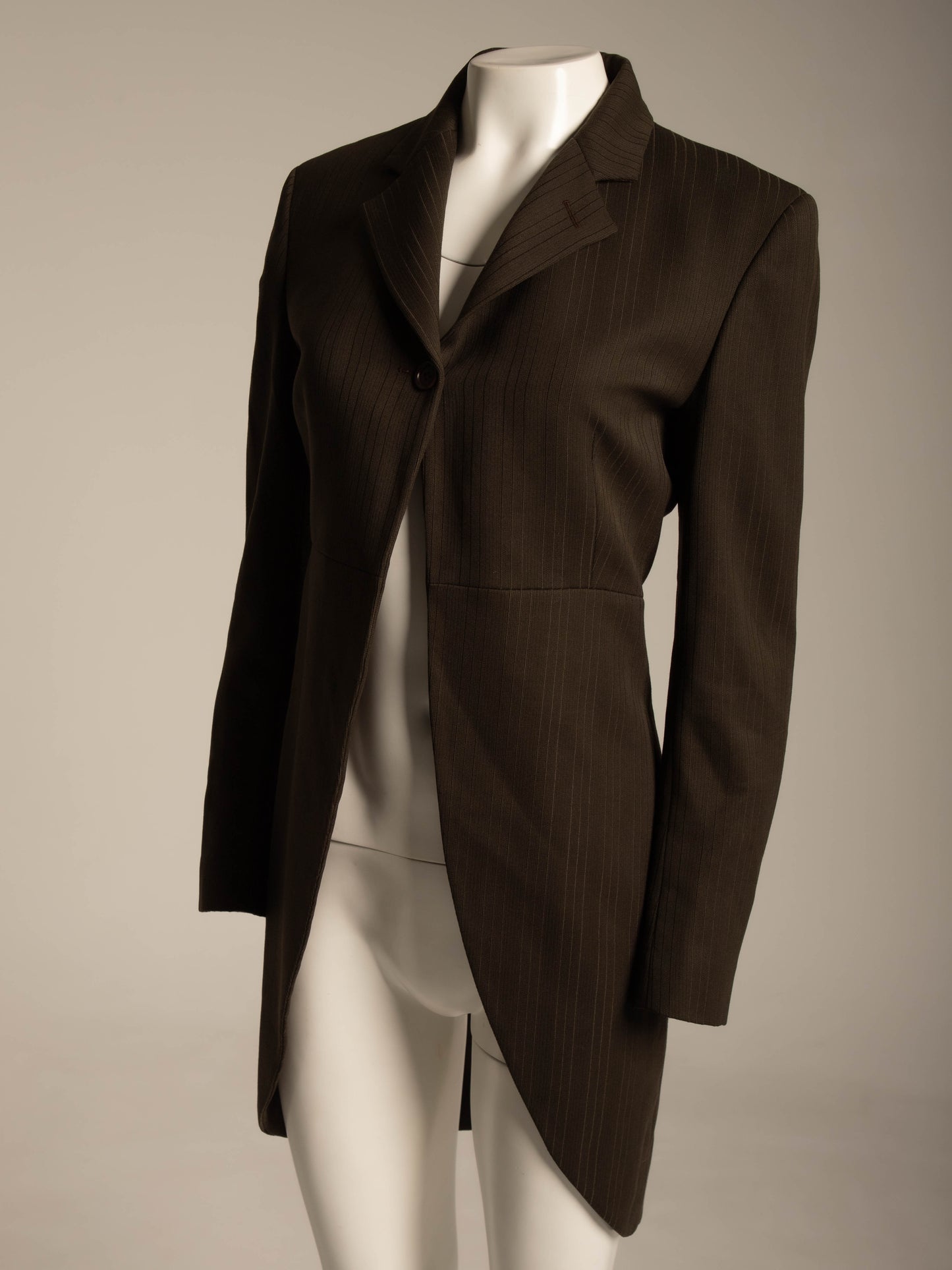 Romeo Gigli 1989 Brown Stripe Tails Jacket