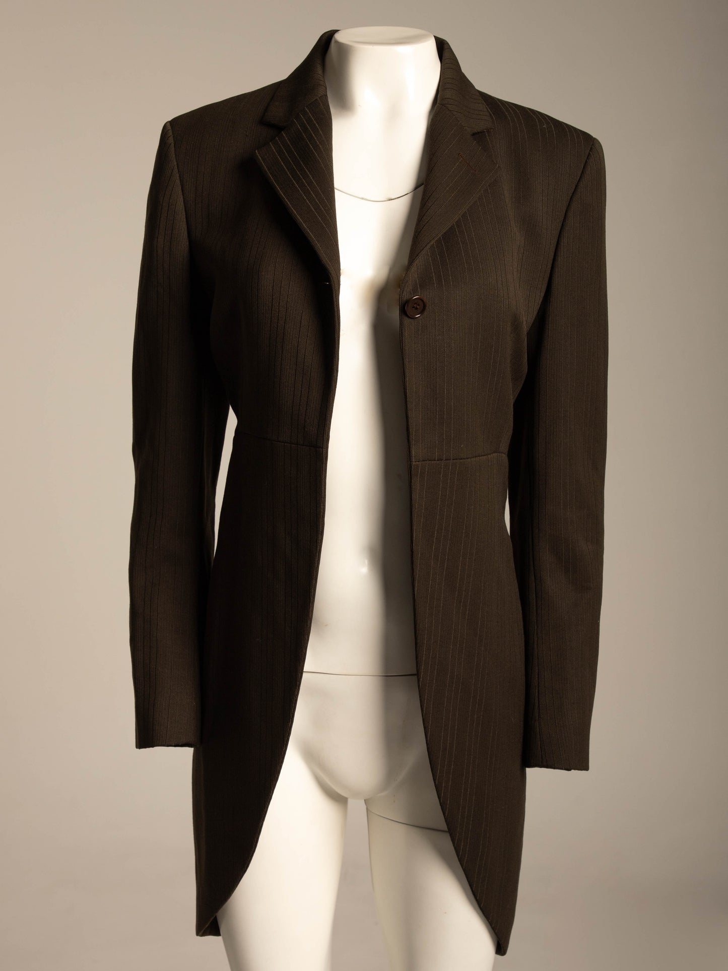 Romeo Gigli 1989 Brown Stripe Tails Jacket