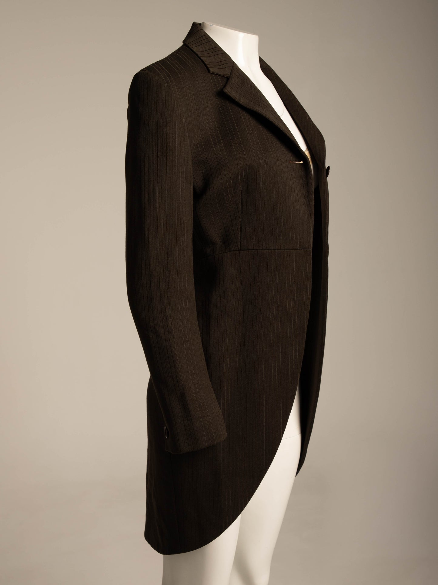 Romeo Gigli 1989 Brown Stripe Tails Jacket