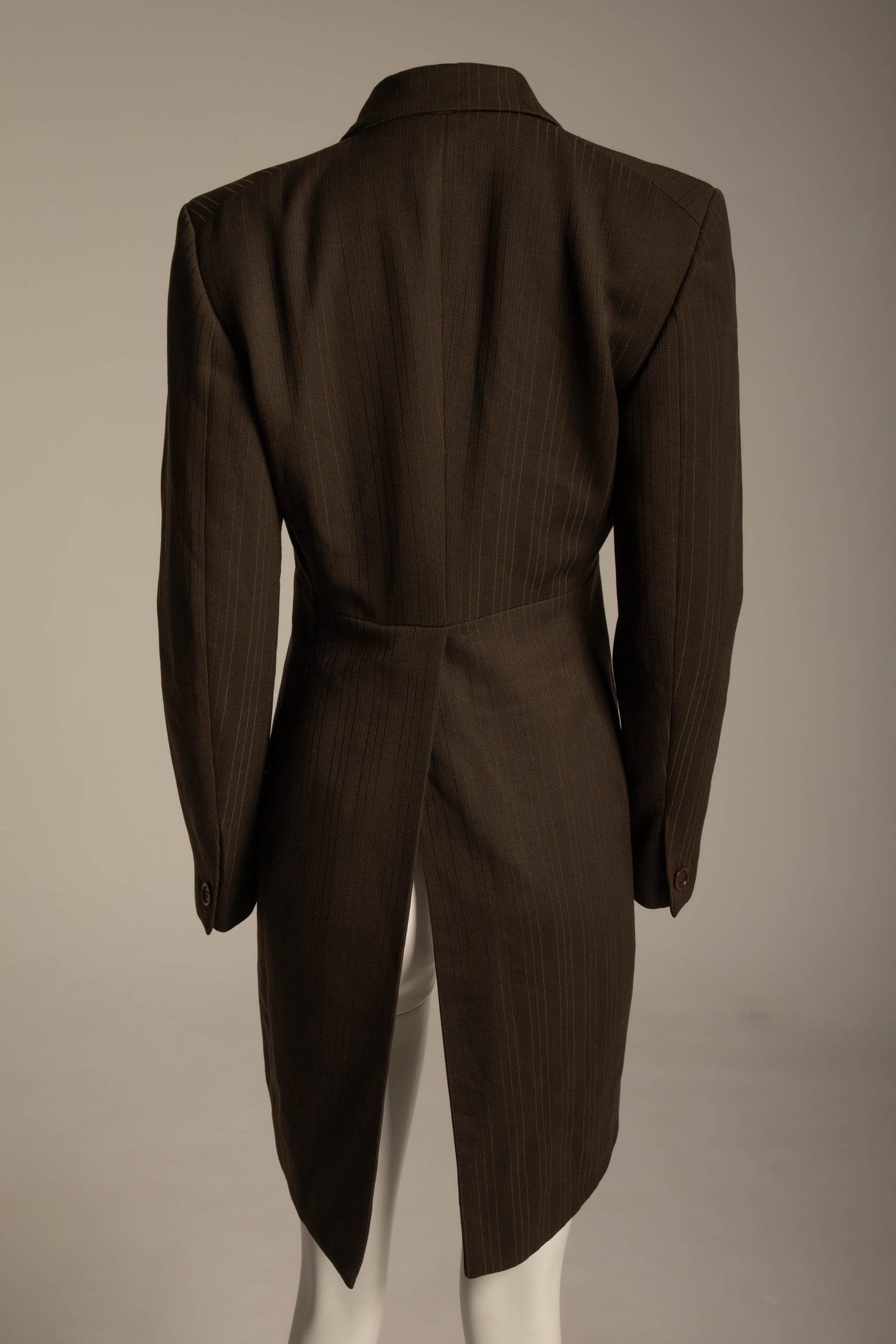 Romeo Gigli 1989 Brown Stripe Tails Jacket