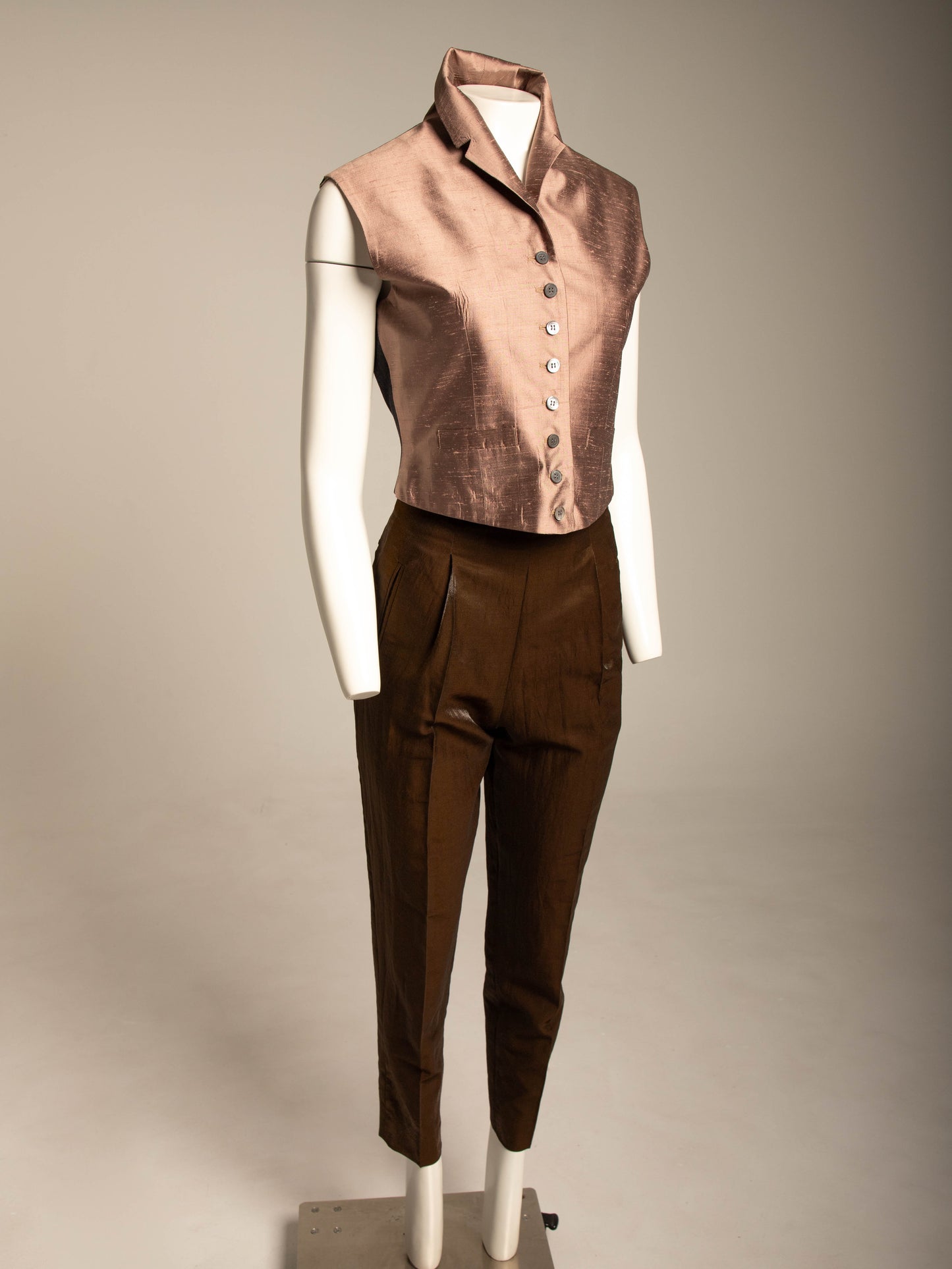 Romeo Gigli 1990 Bronze Iridescent Trousers