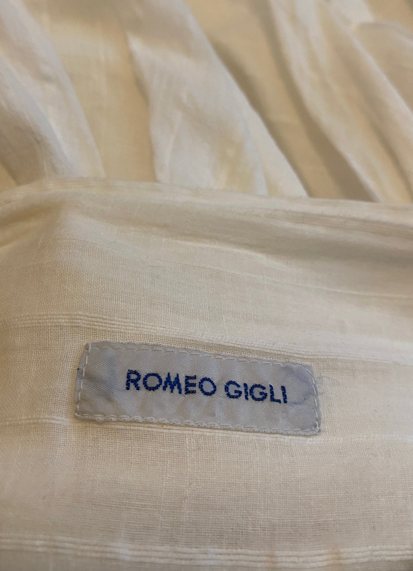 Romeo Gigli Creamy White Linen Layered Cocoon Skirt