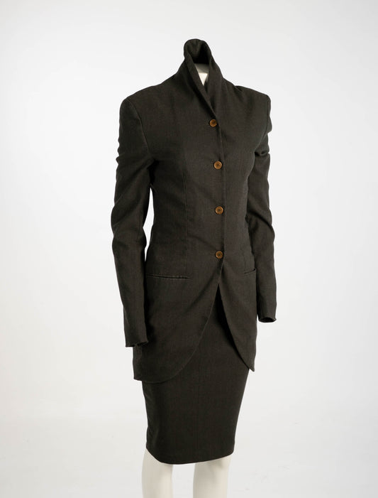 Romeo Gigli A/W 1987 Dark Grey Wool Skirt Suit