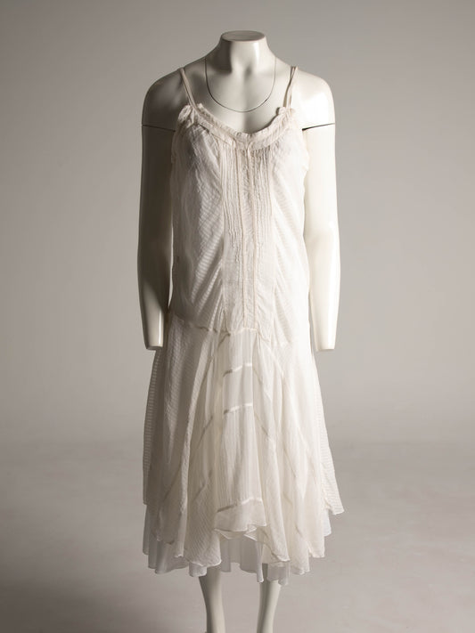 Michiko Koshino White Layered Cotton and Silk Dress