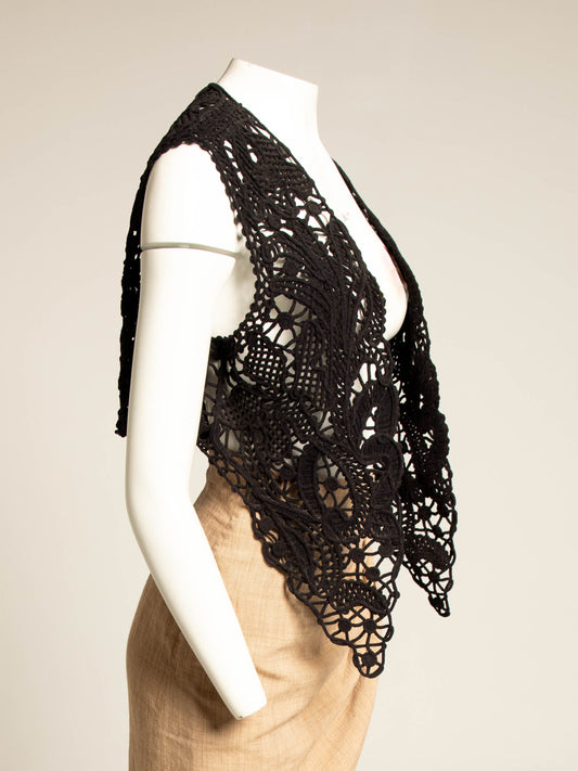 Ozbek Black Lattice Waistcoat