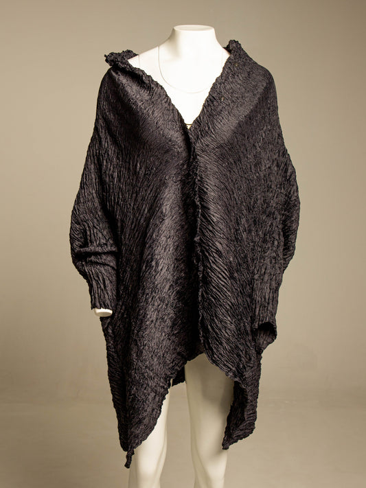 Shu Moriyama Black Plissé Oversize Blouse
