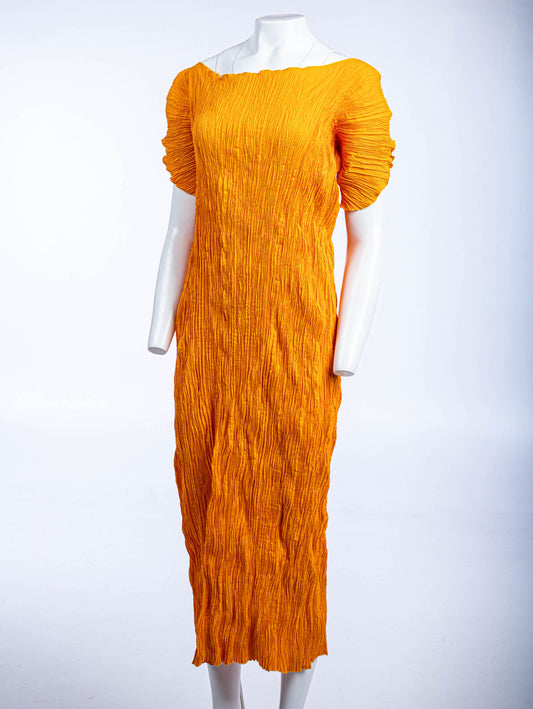 Leiko Bright Yellow and Orange Pleated Two Piece