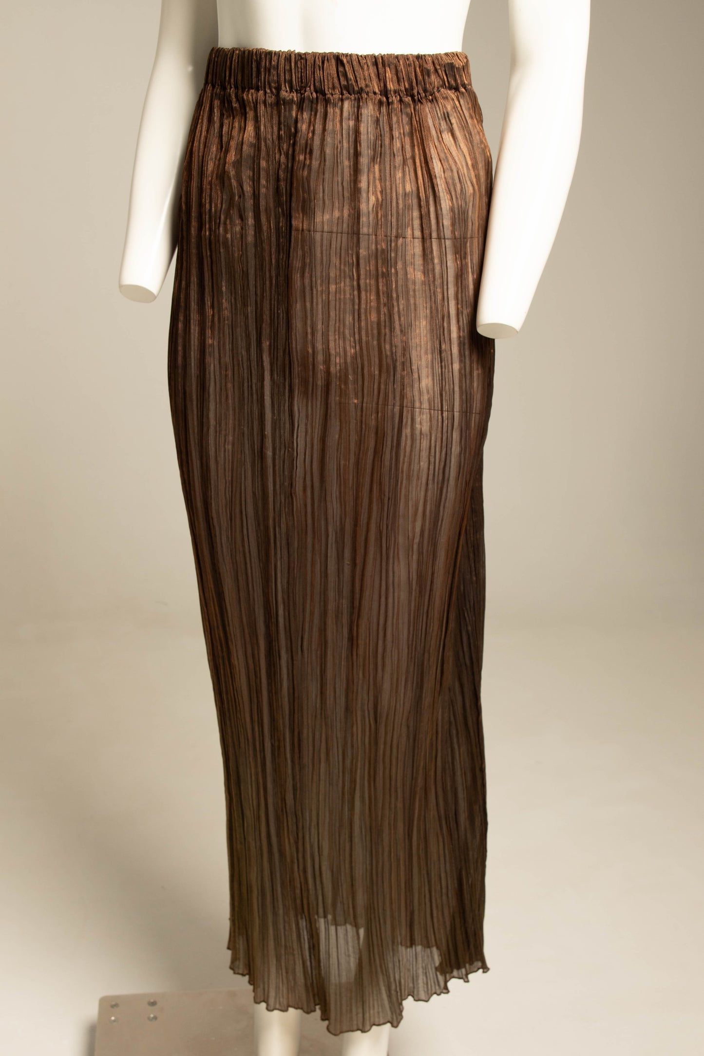 Art-to-wear Bronze and Green Pleated Layered Skirt