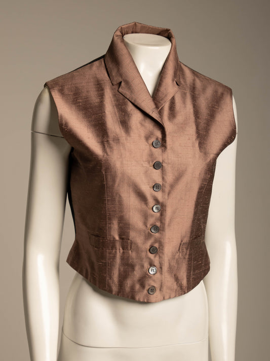 Callaghan Romeo Gigli Era Dusky Pink Silk Shantung Vest Circa 80s