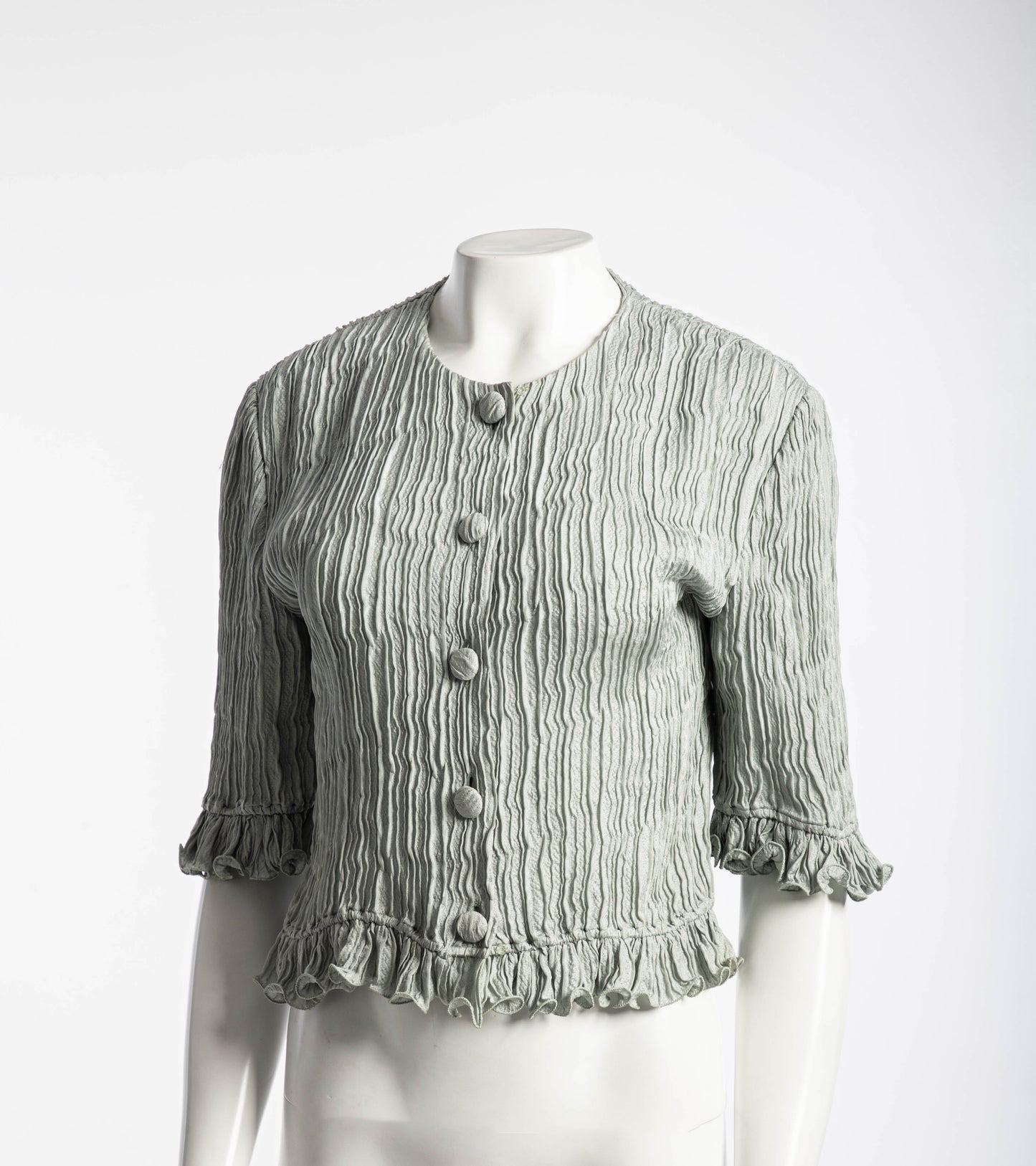 Giorgio Armani S/S 1988 Pale Blue Plissé Blouse