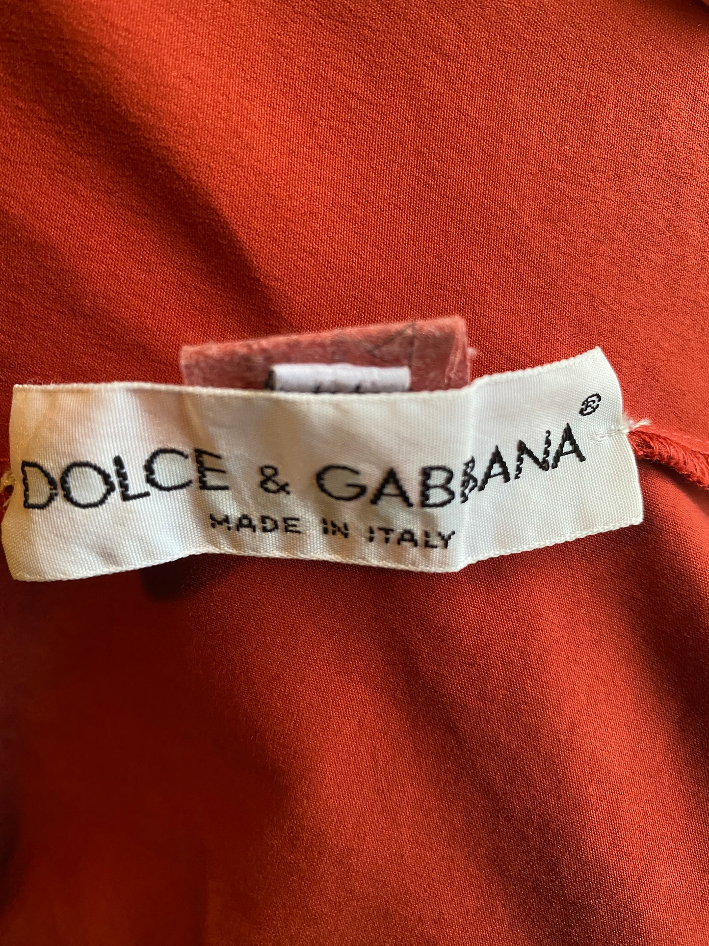 Dolce & Gabbana Red Orange Stretch Cotton Blouse