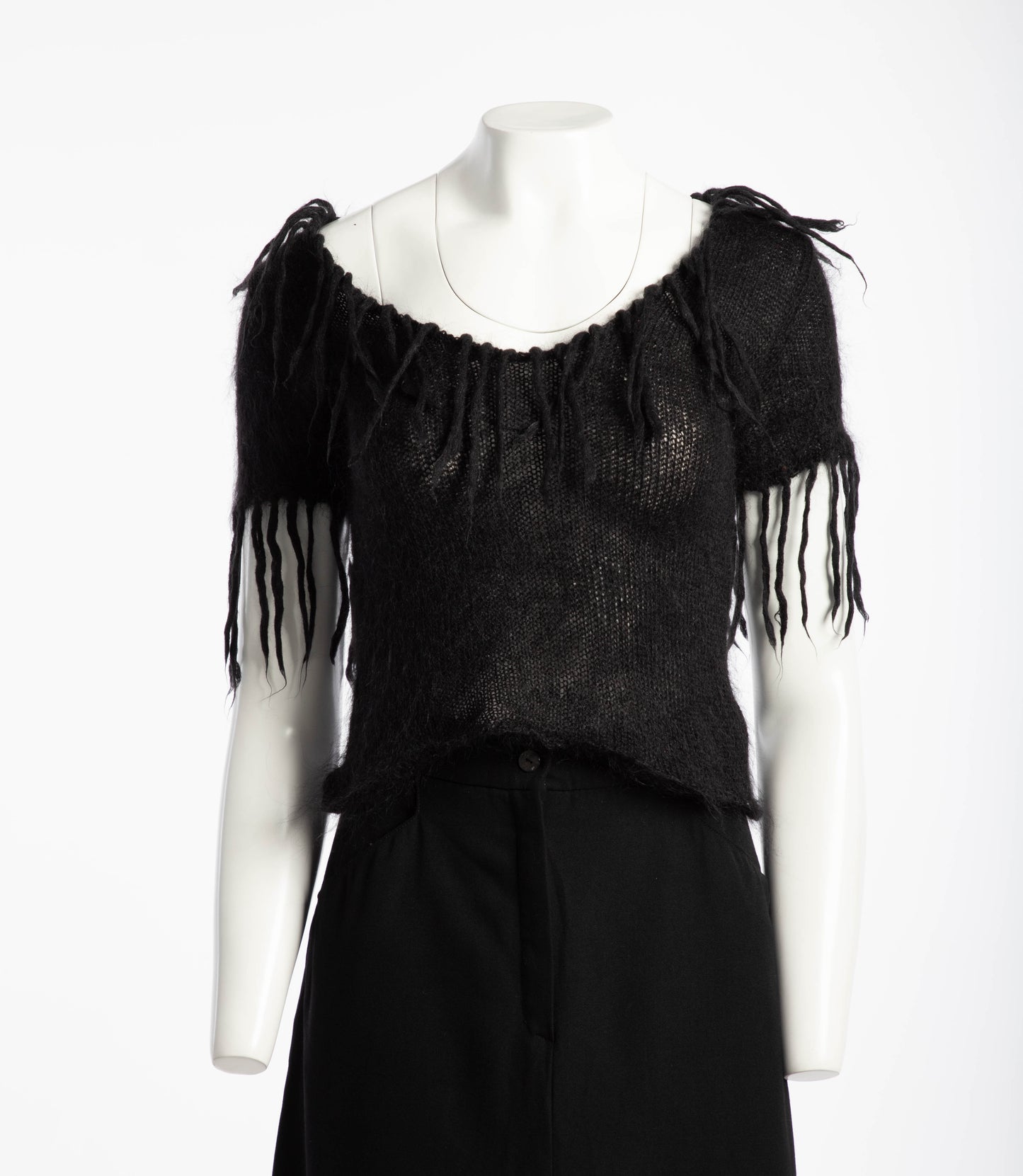 Antoine Akopian Black Mohair Fringed Top