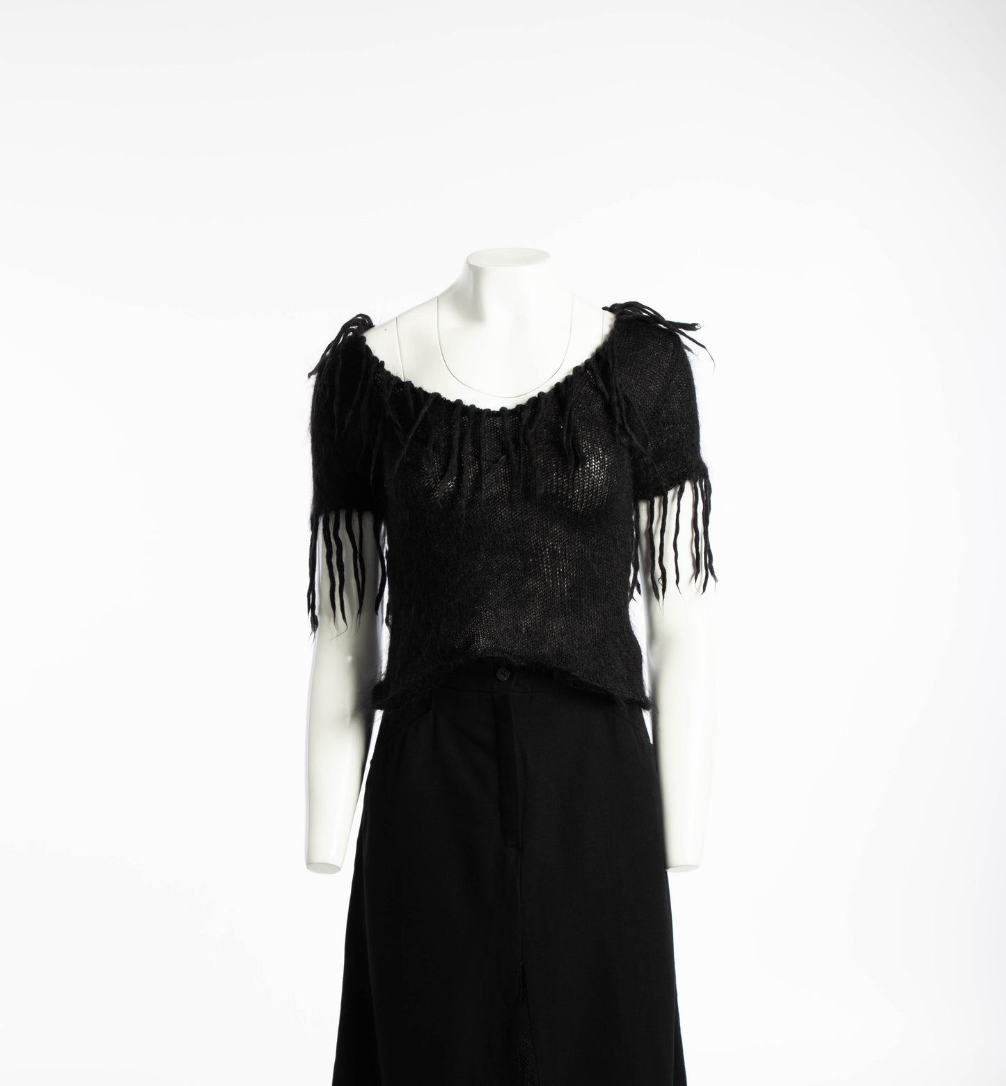 Antoine Akopian Black Mohair Fringed Top