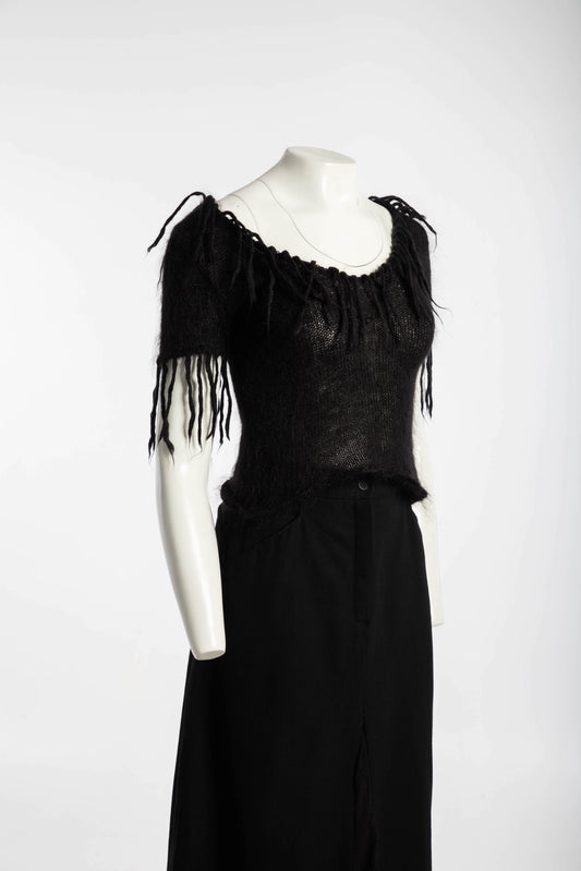 Antoine Akopian Black Mohair Fringed Top