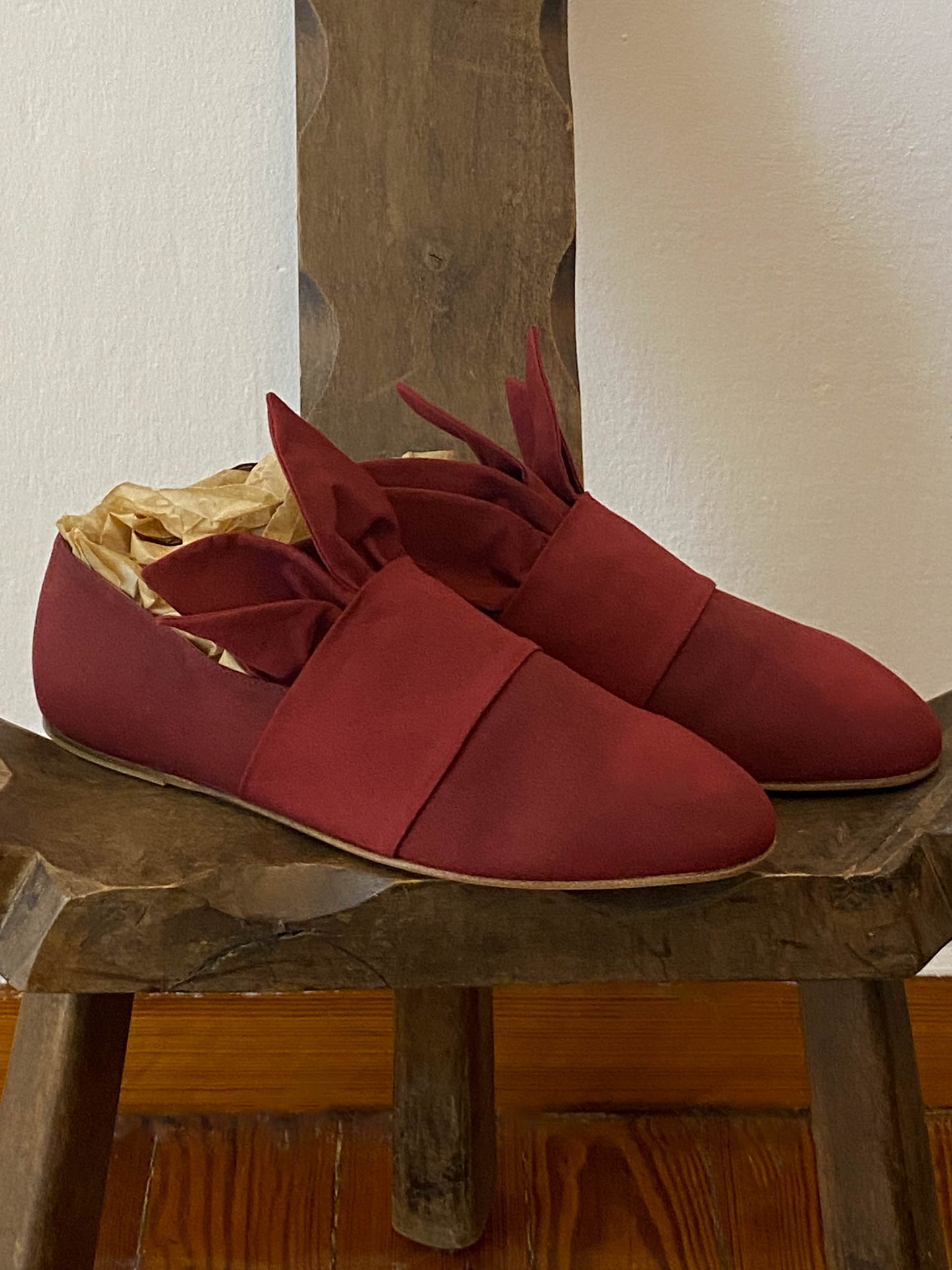 Romeo Gigli 1990 Red Petal Canvas Flats